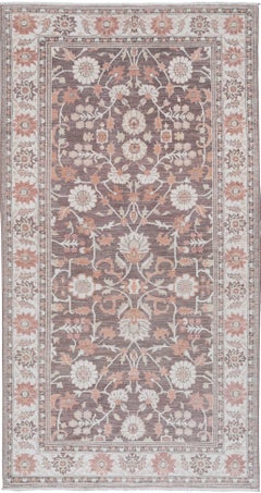 5x9.6 ft Hand Knotted Taupe, Beige, Blush Rug. Traditional Floral Pattern Carpet