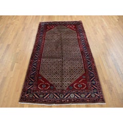 5'x9'6" Saddle Brown, New Persian Serab, Pure Wool Hand Knotted Runner Rug