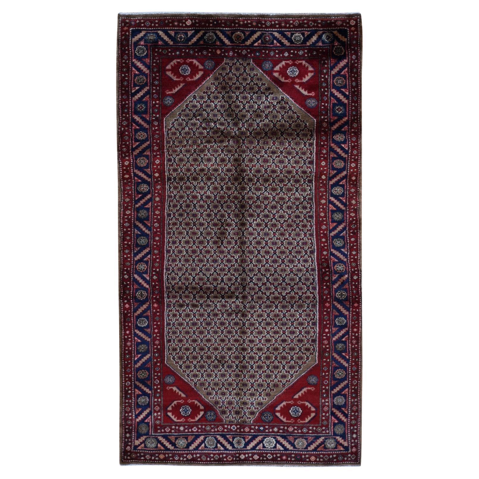 5
x9
6" Saddle Brown, New Persian Serab, Pure Wool Hand Knotted Runner Rug For Sale