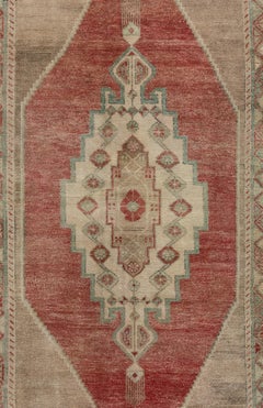 5x9.8 Ft Vintage Hand-Knotted Turkish Wool Area Rug with Tribal Style, Ca 1960