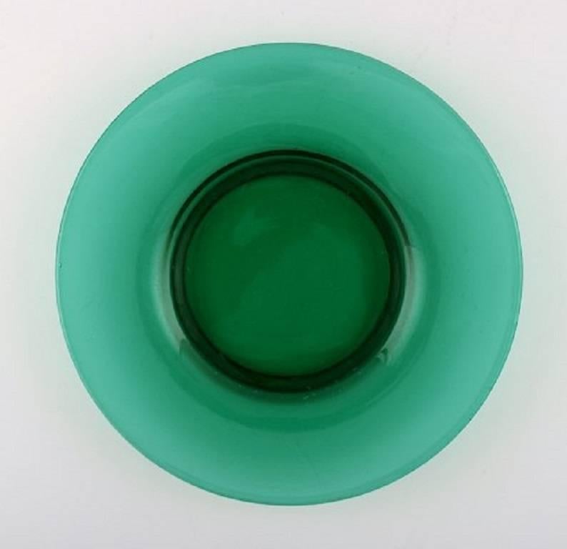 Swedish 12 Plates in Green Art Glass, Josef Frank, Reijmyre / Gullaskruf