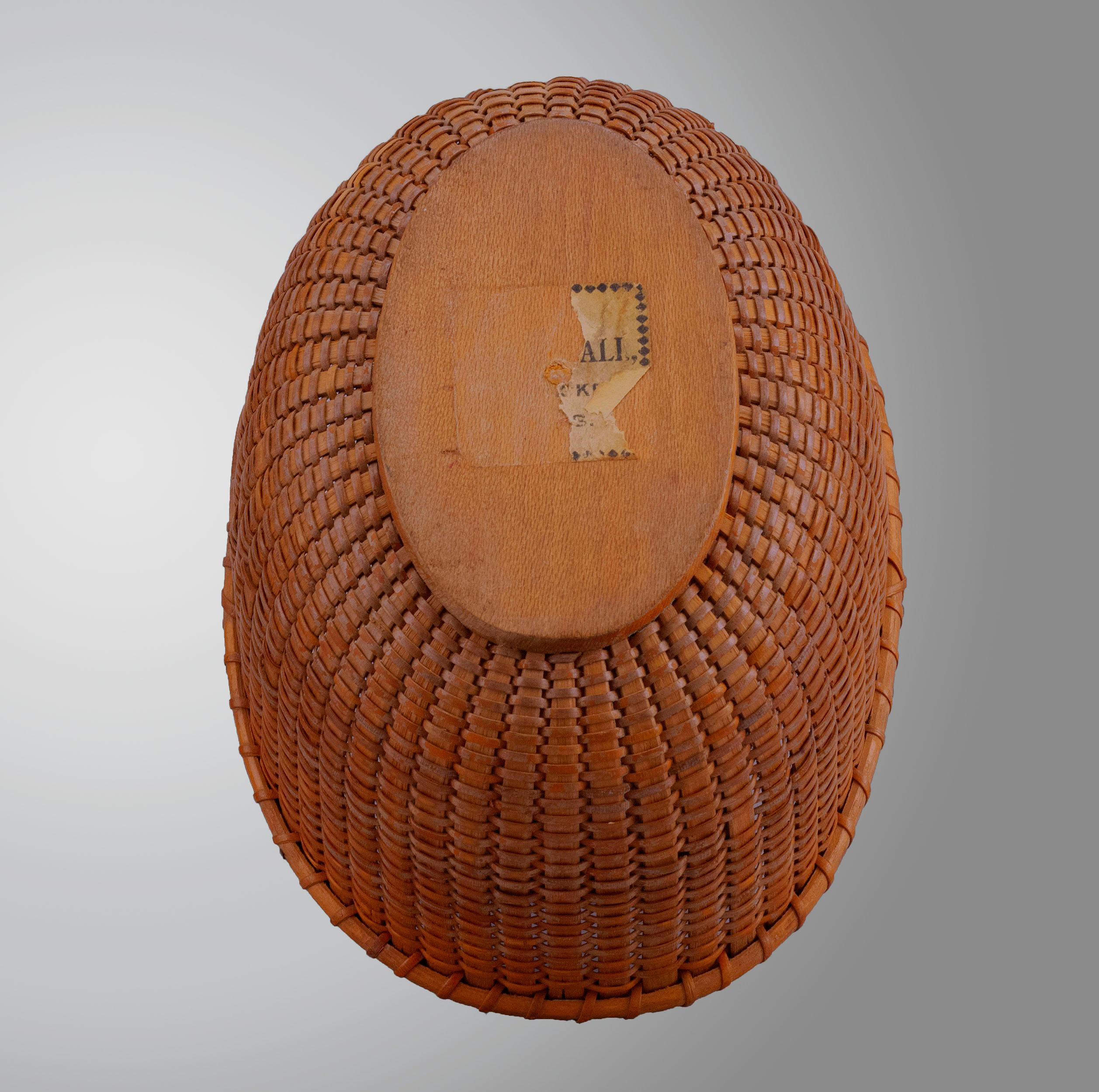 Folk Art Nantucket Lightship Basket, Made by Davis Hall on the South Shoal Lightship For Sale