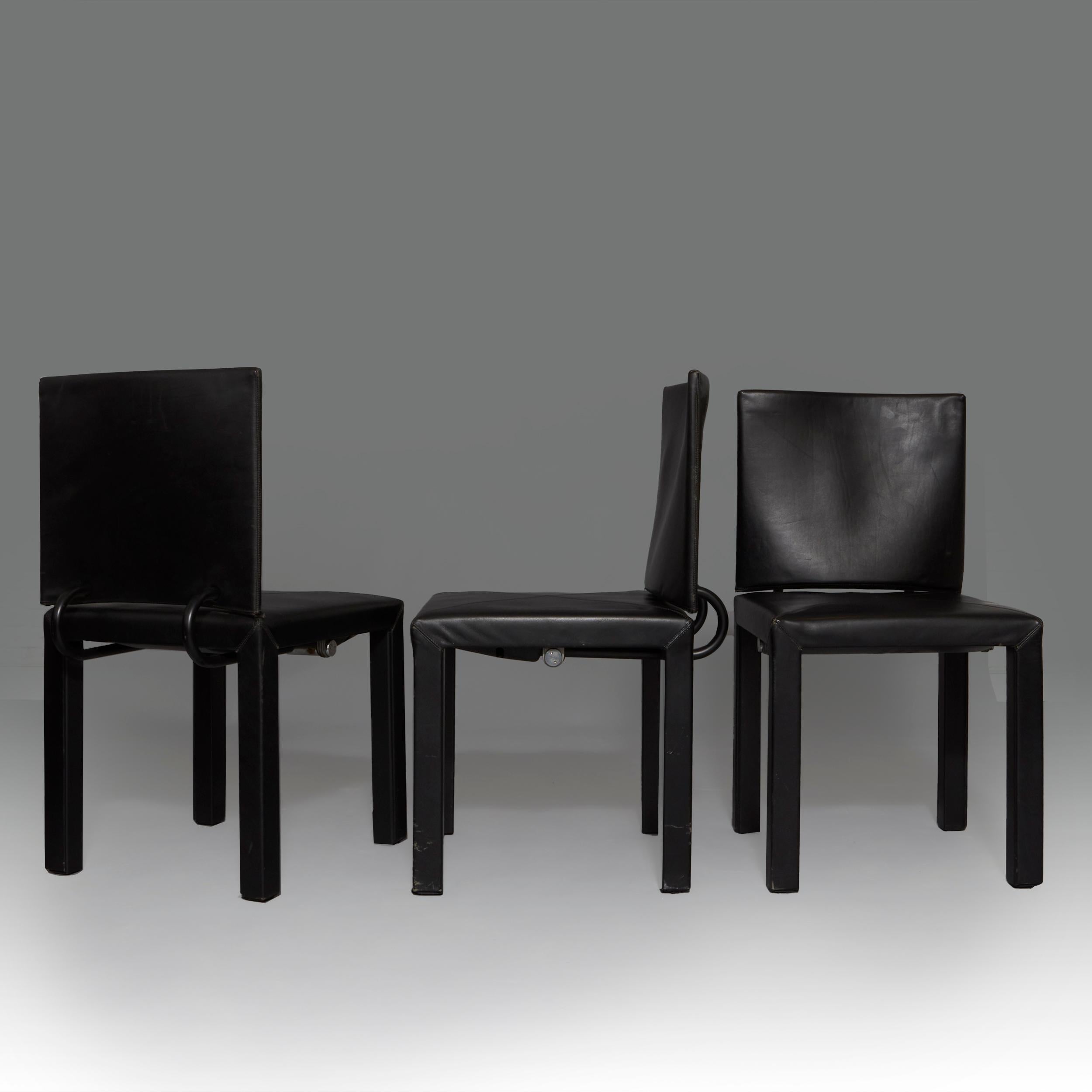 Italian 6 1980s Paolo Piva for B&B Italia Chairs in Leather and Steel