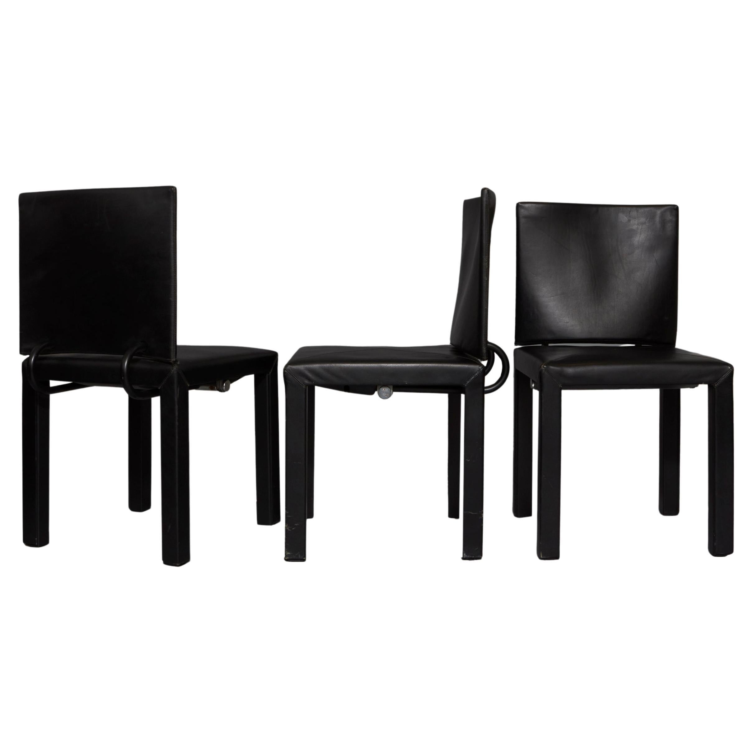 6 1980s Paolo Piva for B&B Italia Chairs in Leather and Steel