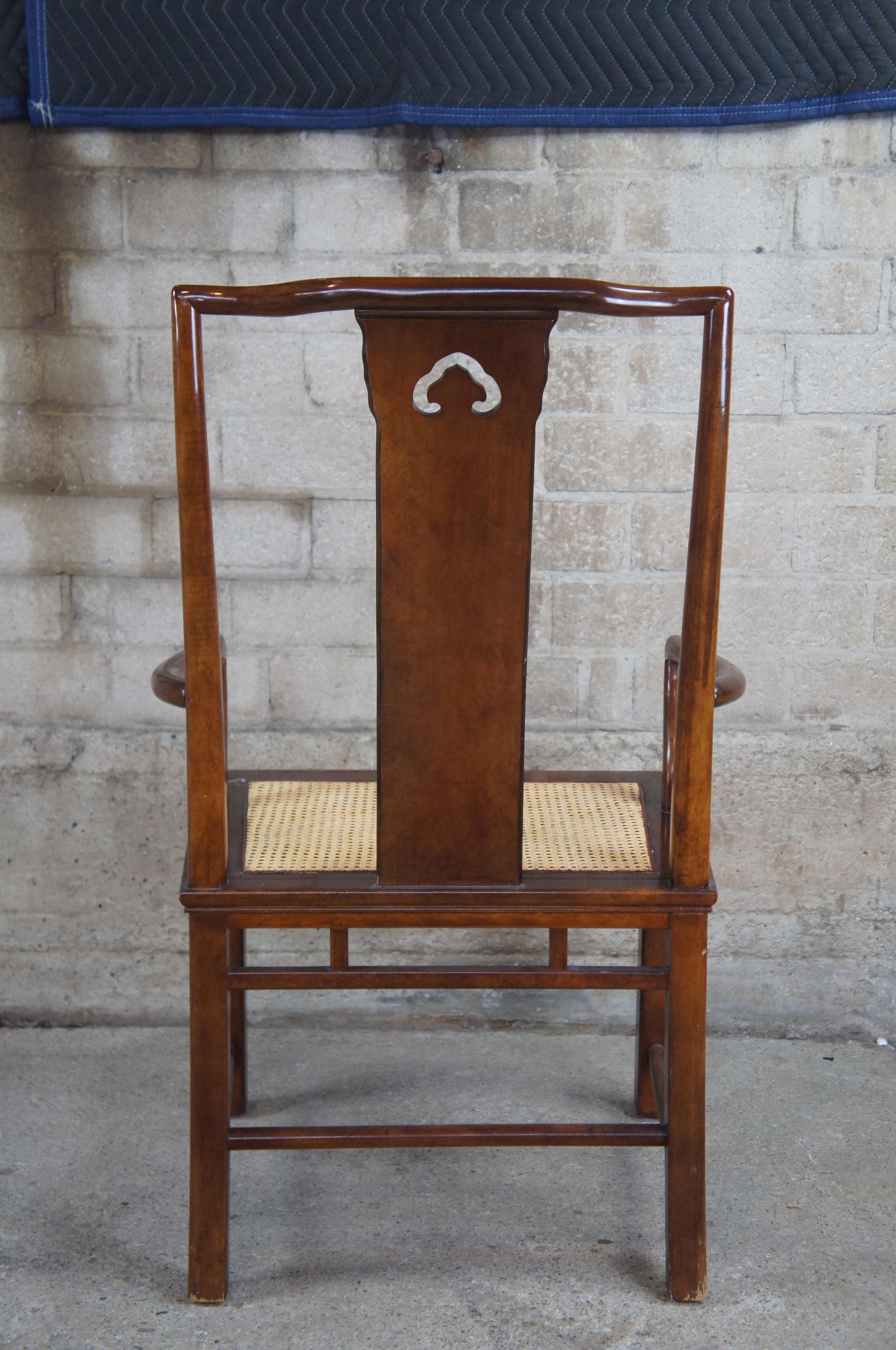 Upholstery 6 1980s White Furniture Mahogany & Burl Mandarin Ming Chinoiserie Dining Chairs
