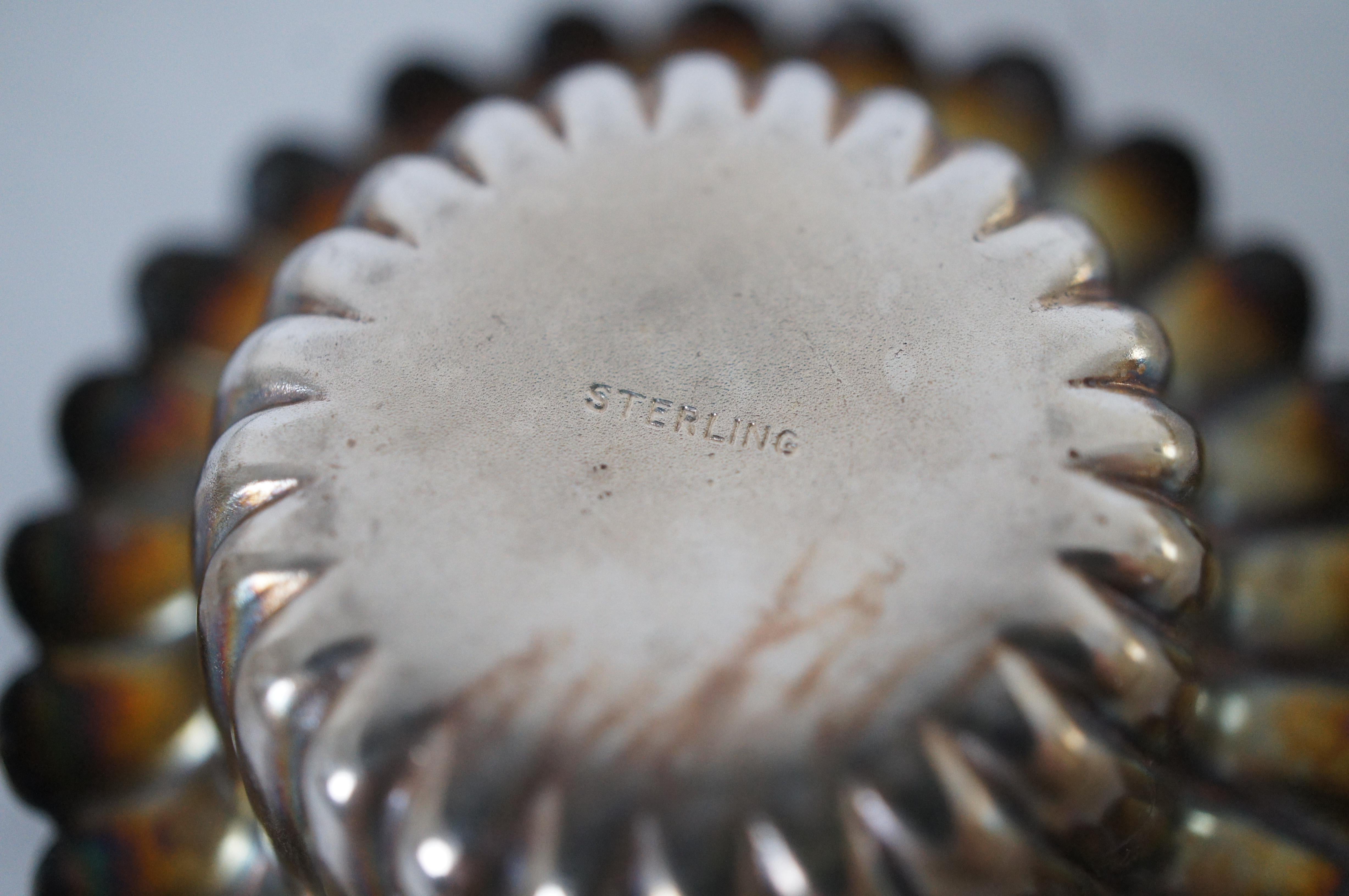 '6' 20th Century Sterling Silver Flower Shaped Daisy Open Salt Cellars 63g 3