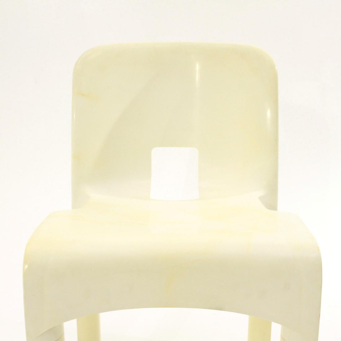 6 “4860” Chairs in White Plastic by Joe Colombo for Kartell, 1960s 3