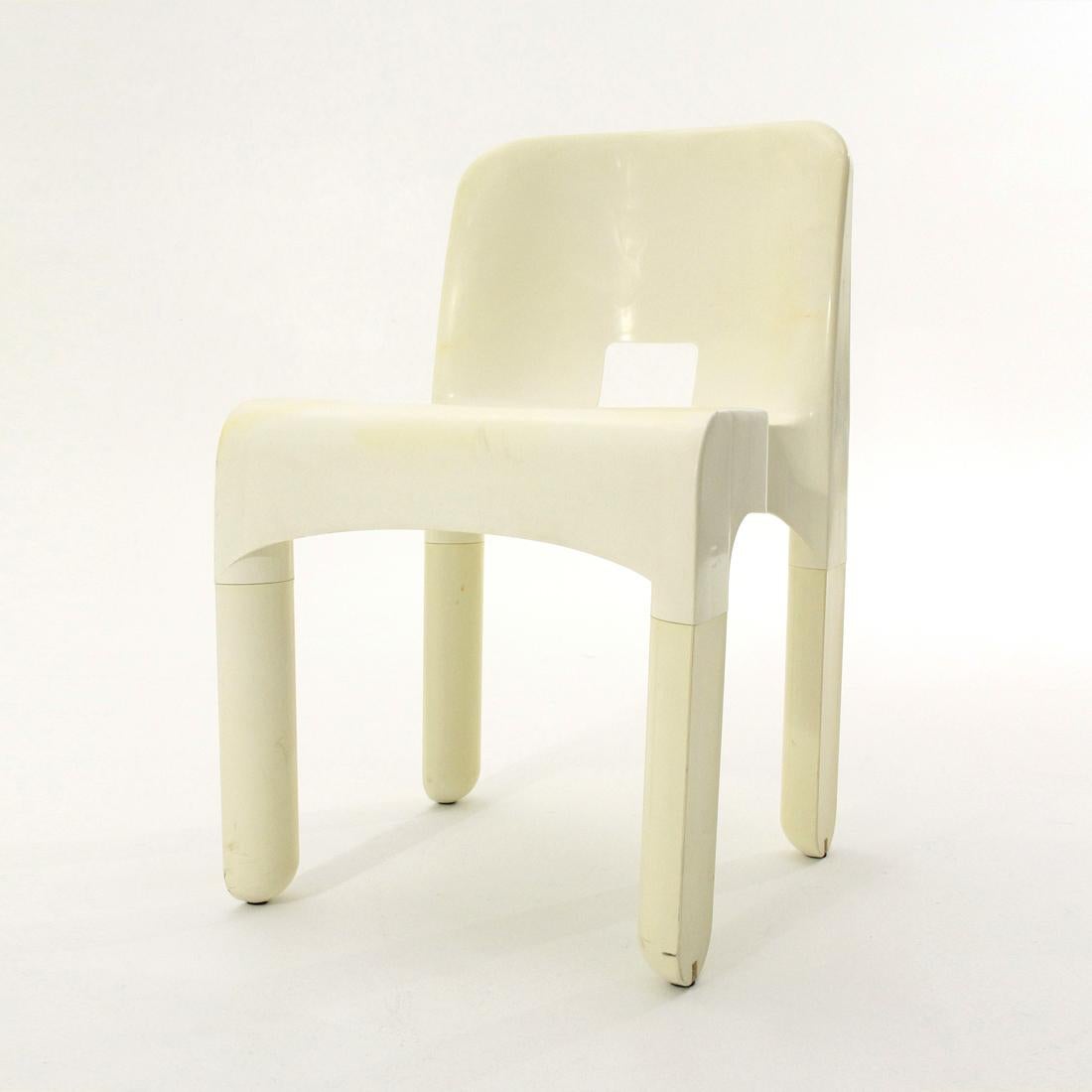 6 “4860” Chairs in White Plastic by Joe Colombo for Kartell, 1960s 6