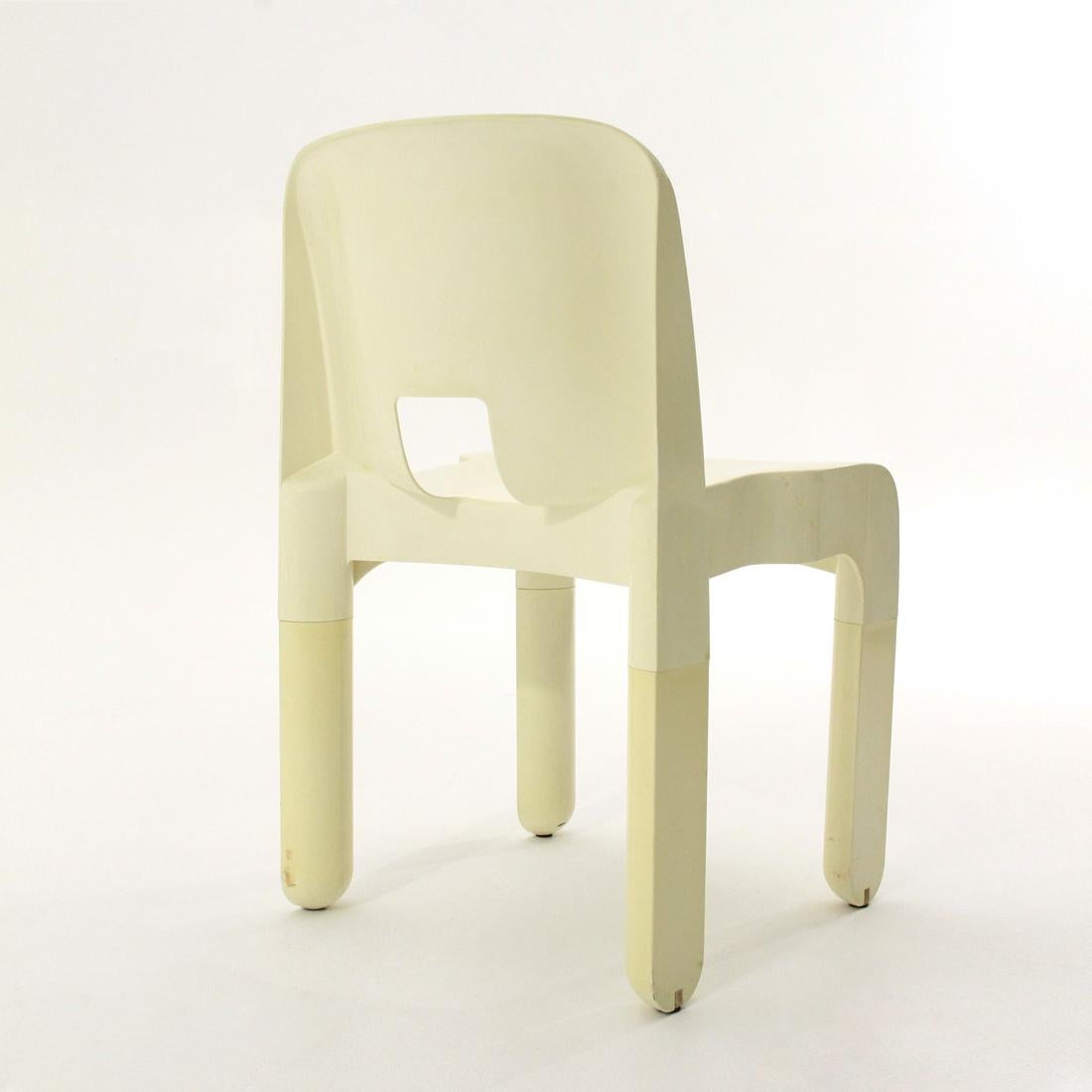 6 “4860” Chairs in White Plastic by Joe Colombo for Kartell, 1960s 7
