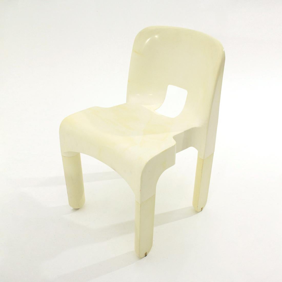 6 “4860” Chairs in White Plastic by Joe Colombo for Kartell, 1960s 2