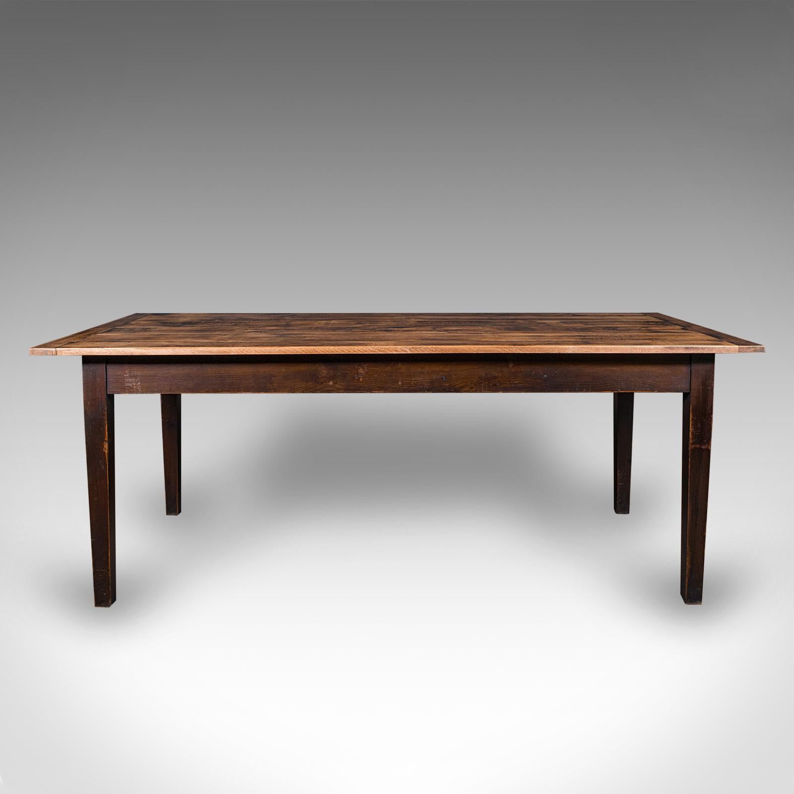 6' 6'' Mesa de Comedor Antigua de Granja, Inglesa, Pino, Casa de Campo, Victoriana Británico en venta