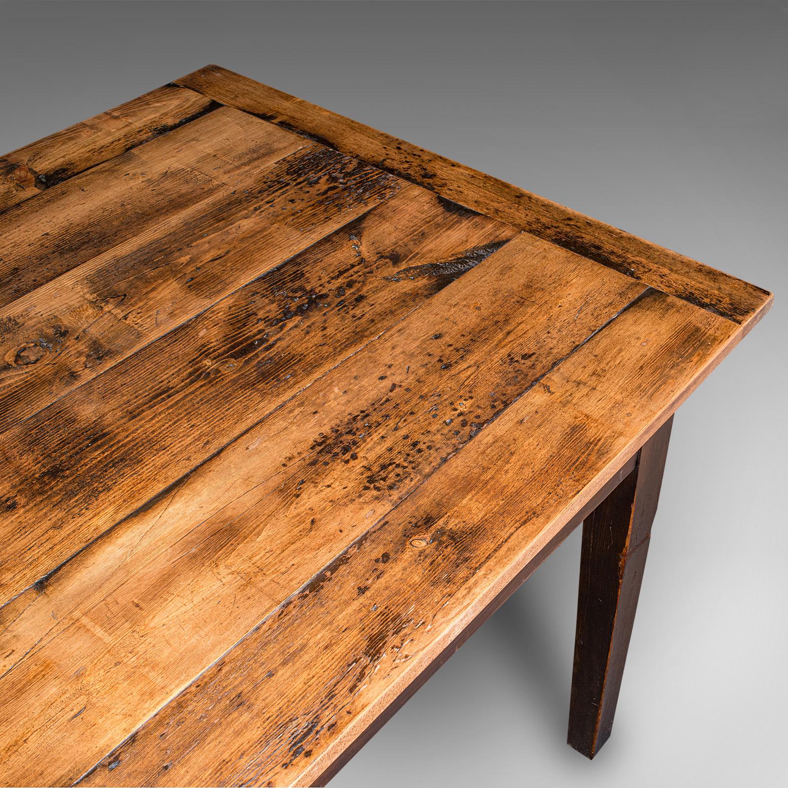 6' 6'' Mesa de Comedor Antigua de Granja, Inglesa, Pino, Casa de Campo, Victoriana en venta 3