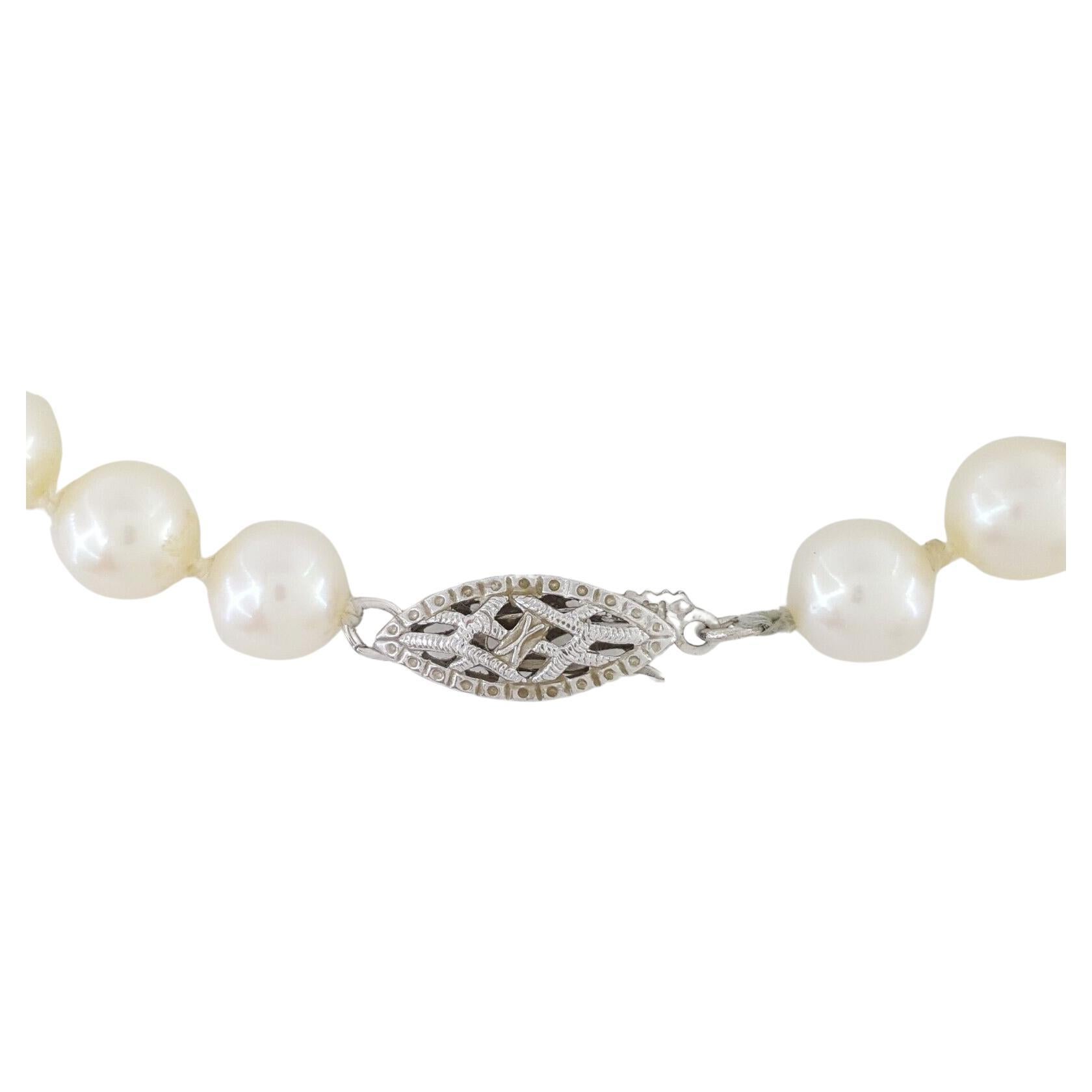 6-6.5 mm Akoya Pearl Strand Necklace 14k White Gold. 
The Necklace weighs 20.3 grams, measuring 17