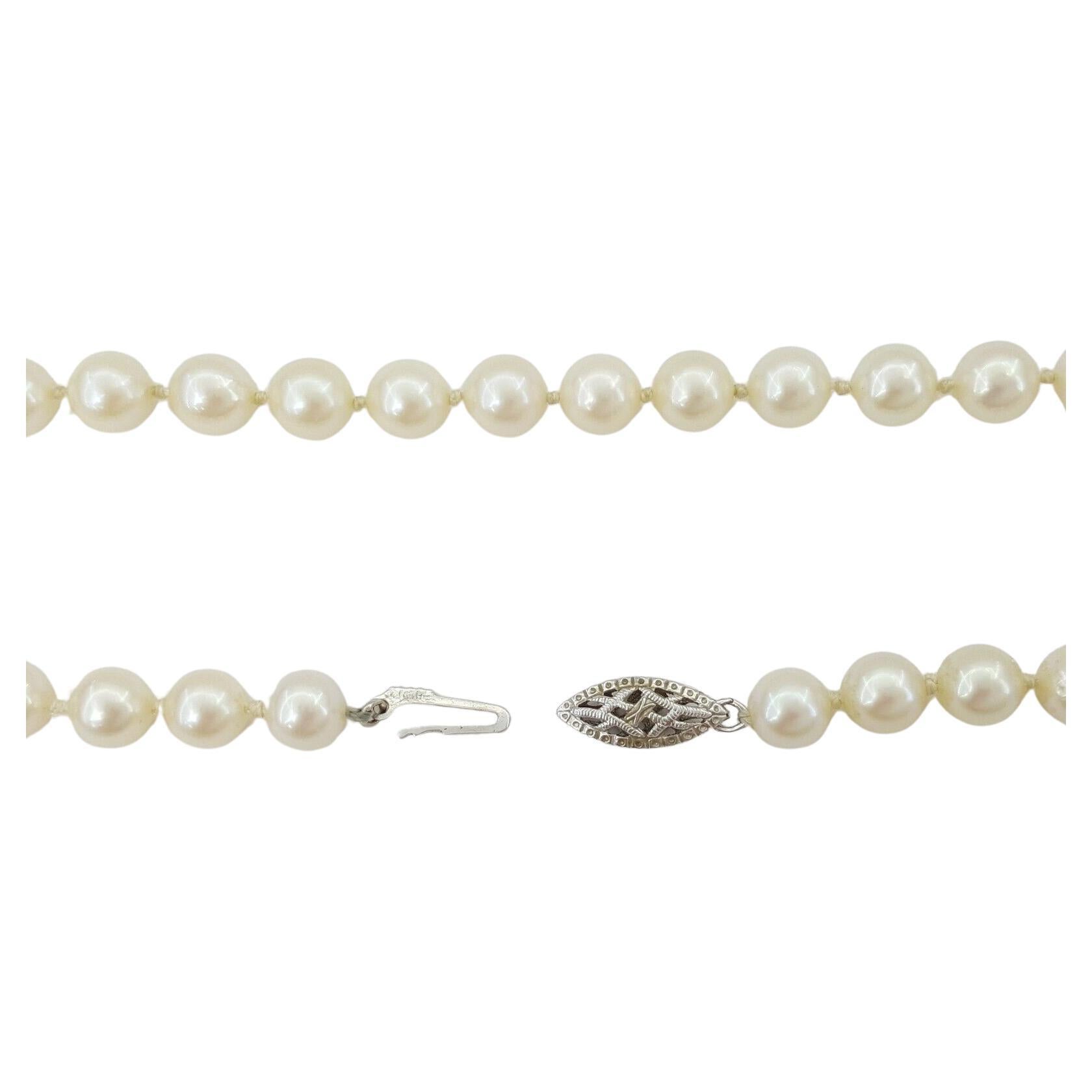 Round Cut 6-6.5 mm Akoya Pearl Strand Necklace For Sale