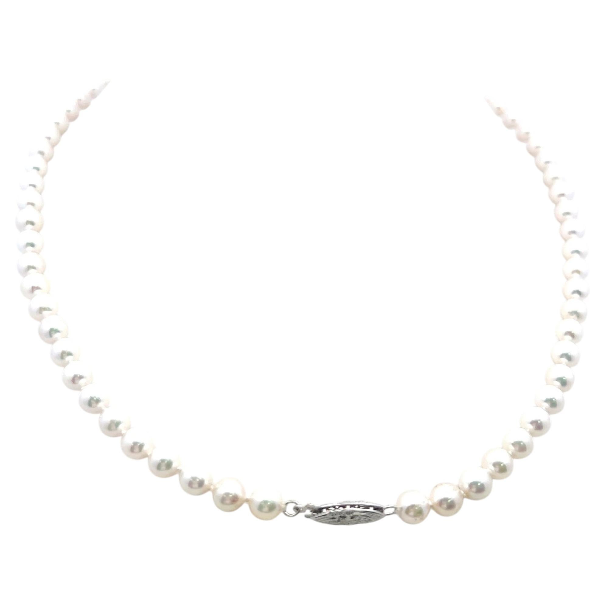 6-6.5 mm Pearl 18 inch 14 Karat White Gold Beed Necklace