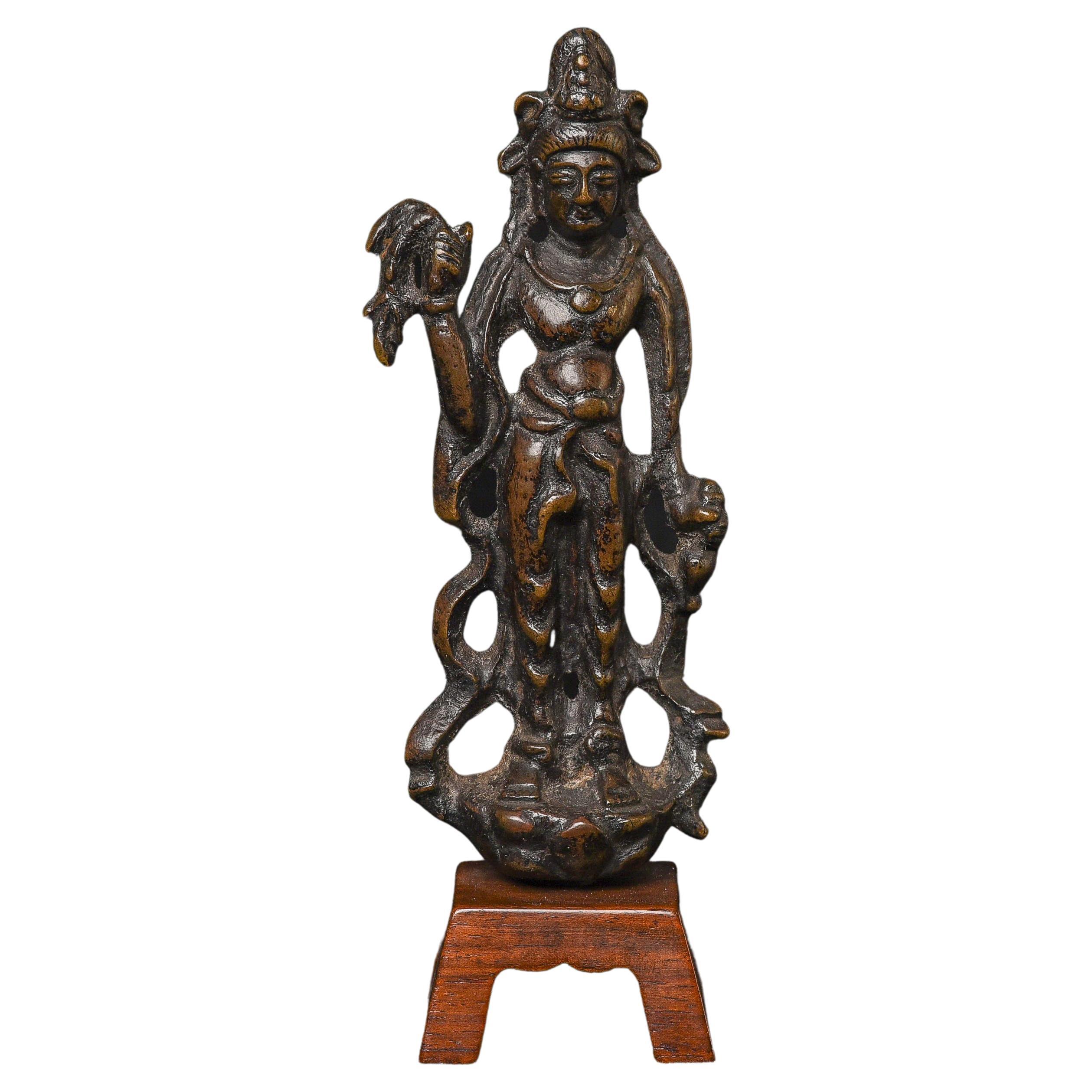 Bodhisattva della Compassione del 6-9° secolo, bronzo cinese della Tang Dynasty - 9685