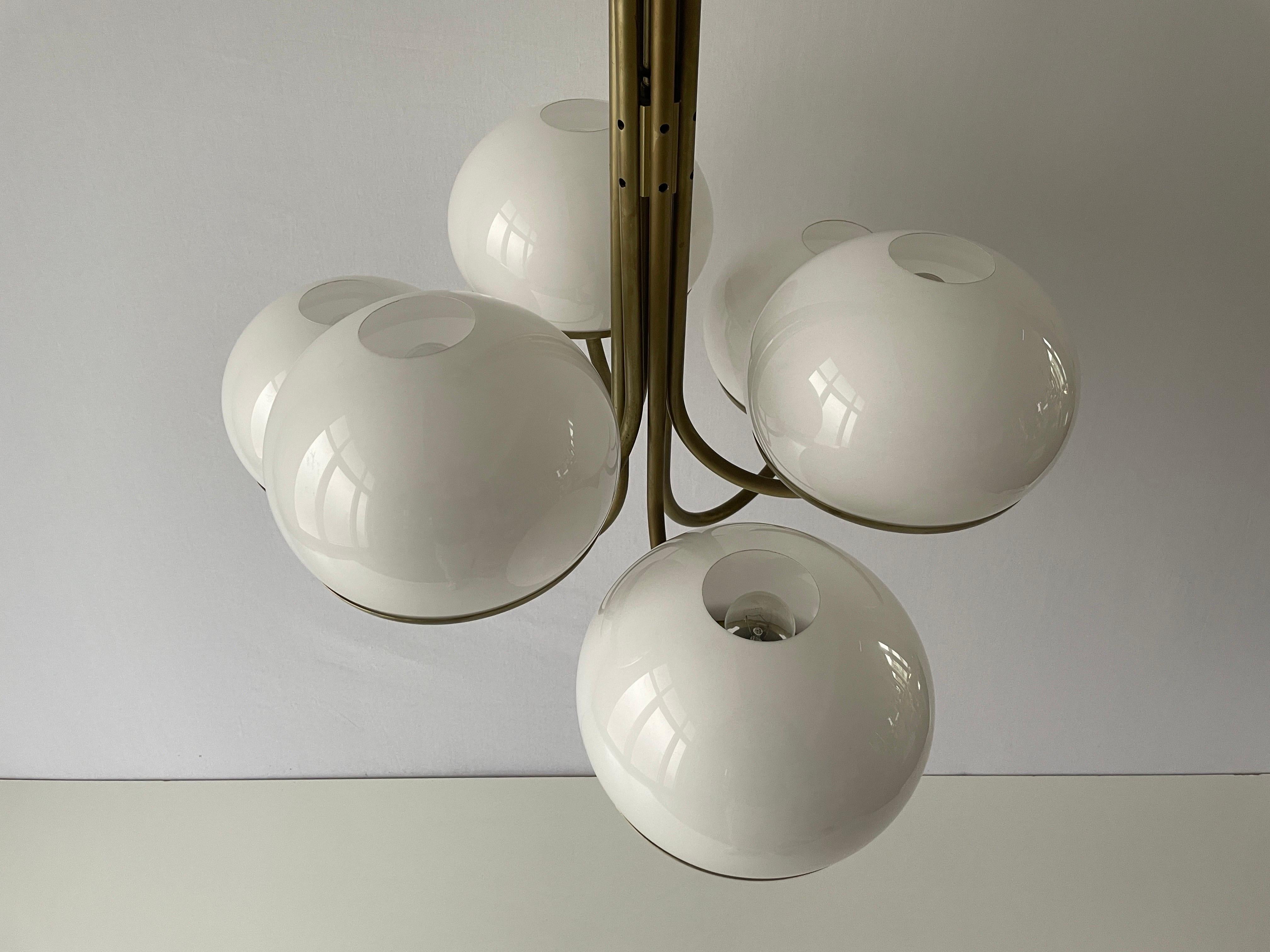 6 Acrylic Balls Shade Chandelier by Arteluce, 1960s, Italy For Sale 3