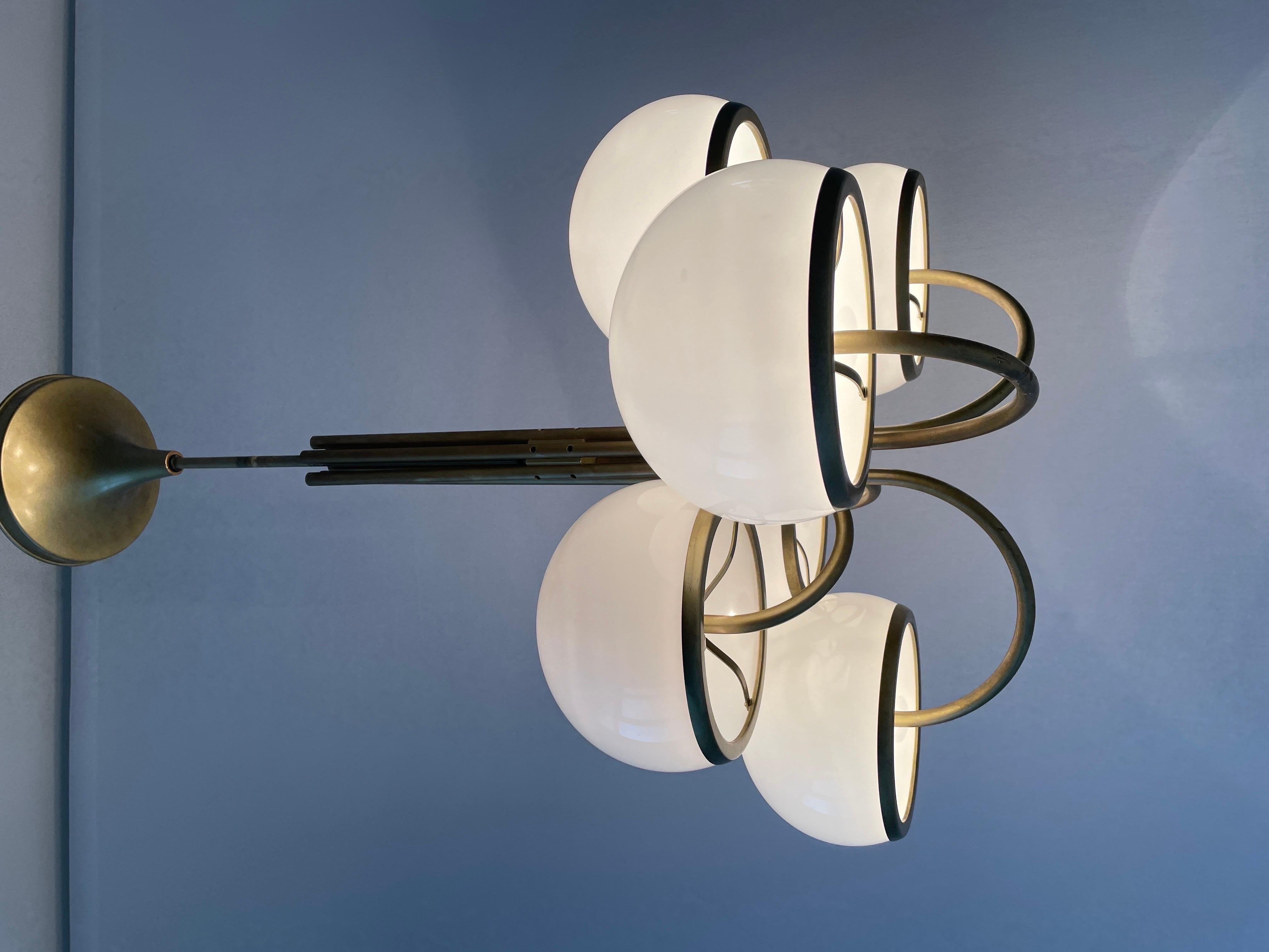 6 Acrylic Balls Shade Chandelier by Arteluce, 1960s, Italy For Sale 10