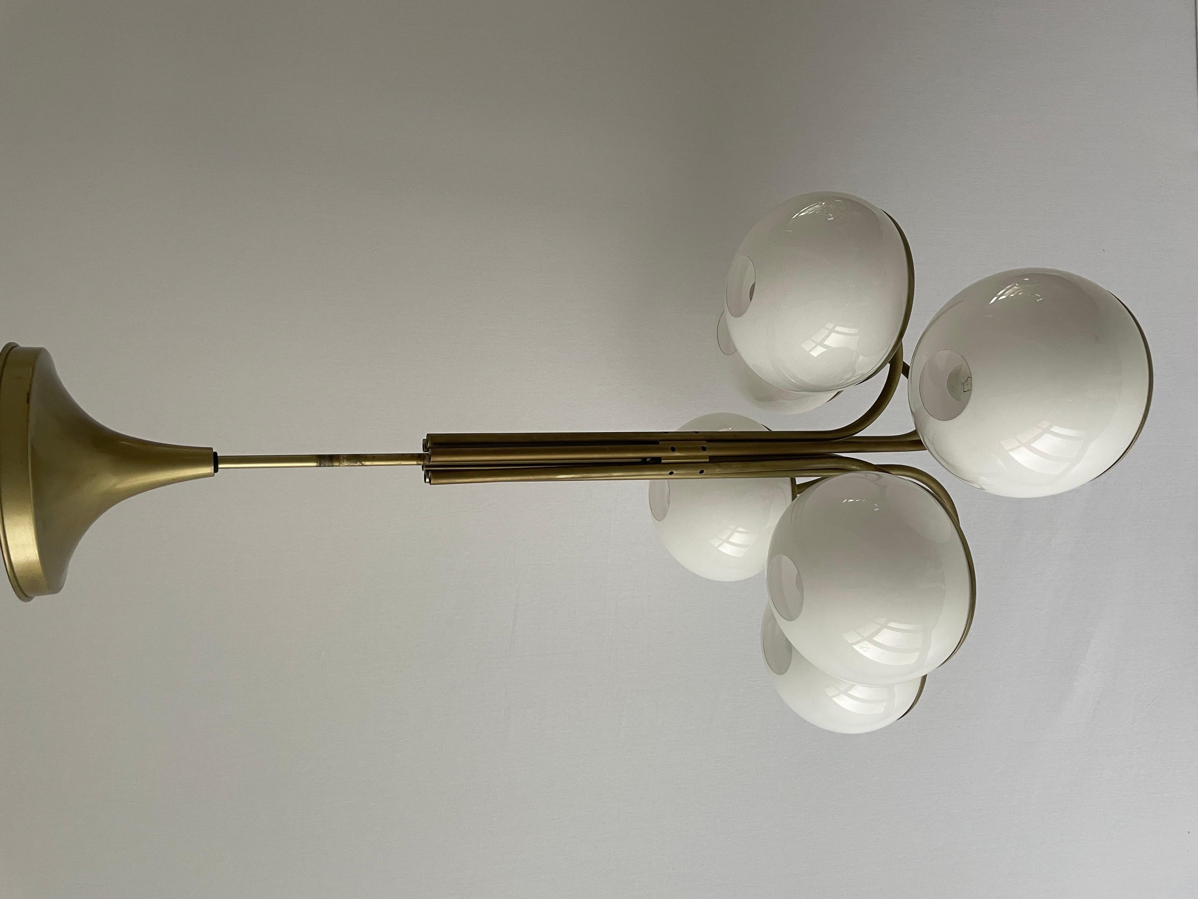 6 Acrylic Balls Shade Chandelier by Arteluce, 1960s, Italy For Sale 2