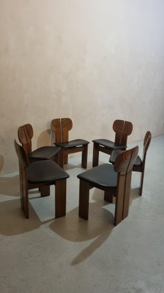 6 Africa chairs designed by Afra & Tobia Scarpa for Maxalto 1980s Artona series
