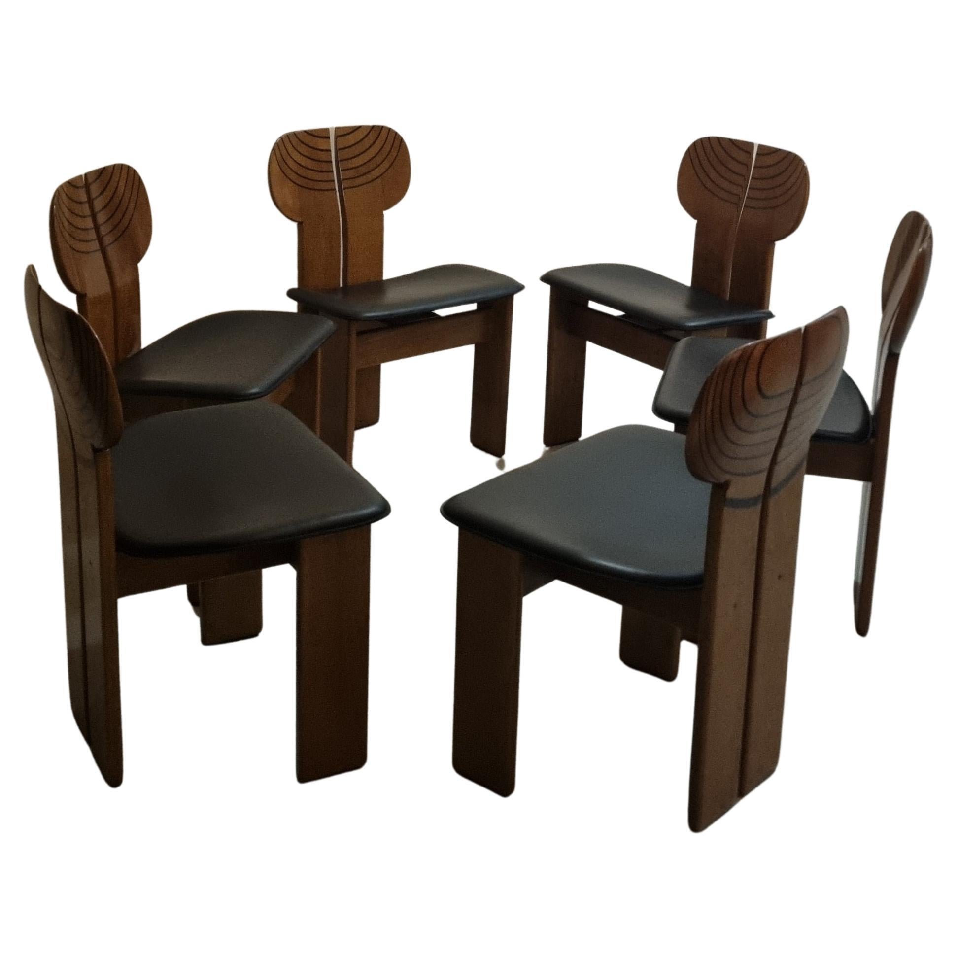 6 Africa chairs designed by Afra & Tobia Scarpa for Maxalto 1980s Artona series For Sale