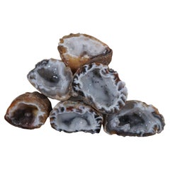 6 Agate Crystal Geode Stone Clusters Rocks Matching Halves Mineral Specimen 2"