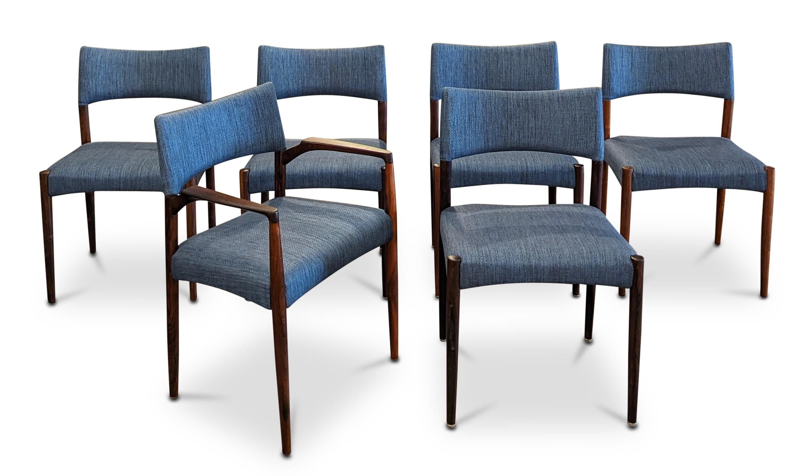 6 Aksel Bender Madsen Rosewood Dining Chairs - 072342 Vintage Danish Mid Century In Good Condition In Jersey City, NJ