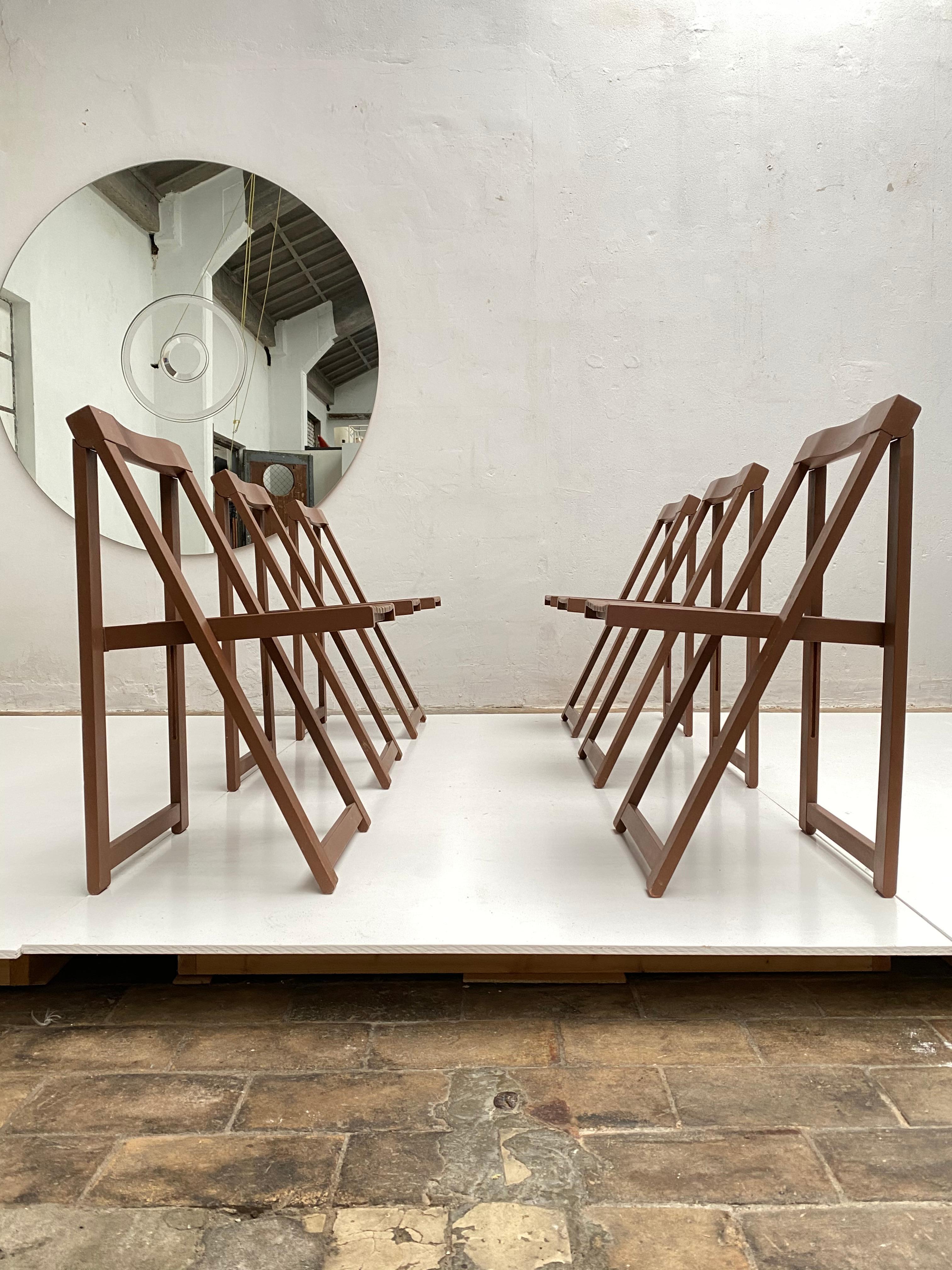 Minimalist 6 Aldo Jacober Folding Chairs Alberto Bazzani 1966 Italy, Low Volume Storage