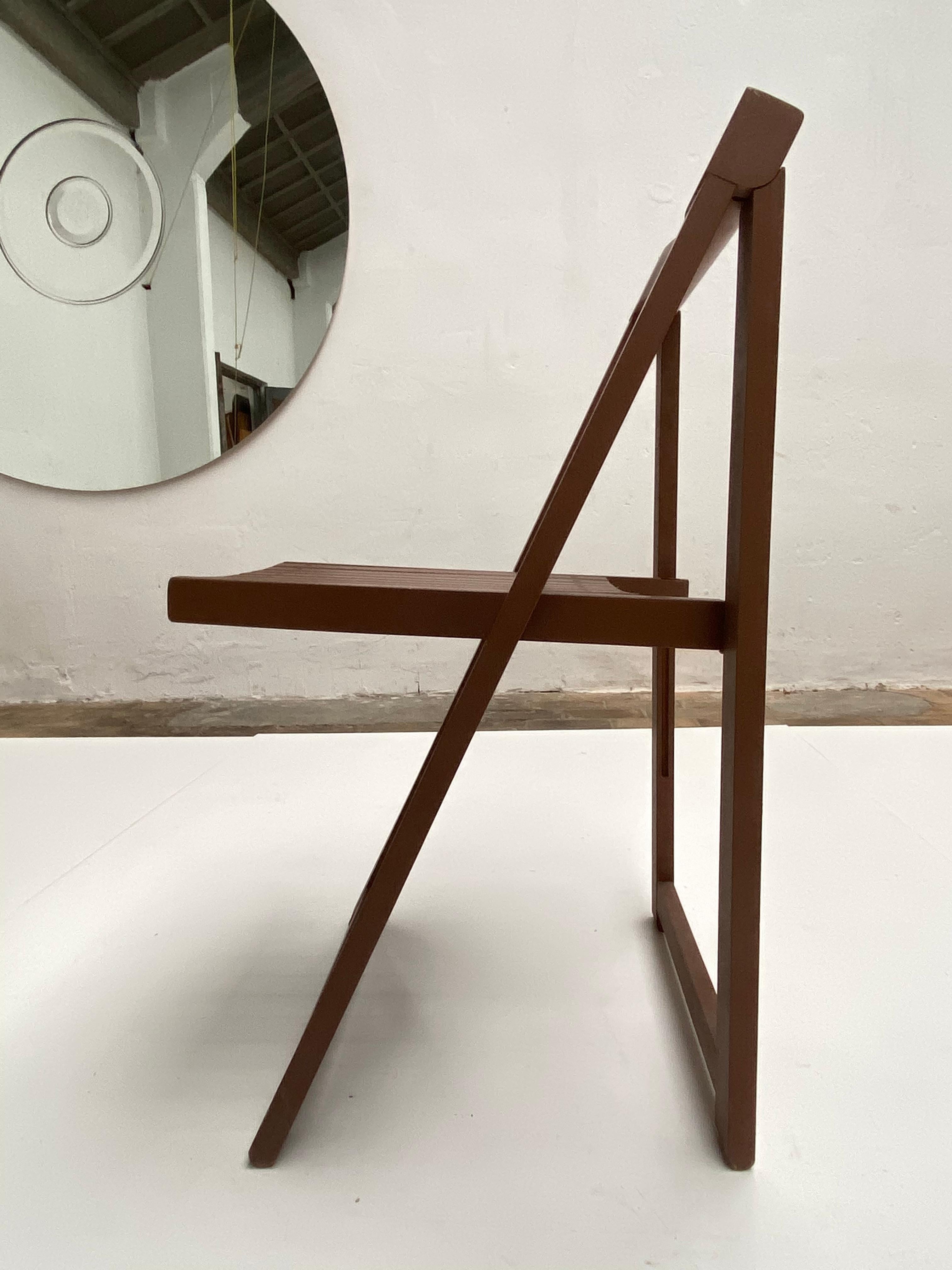 Stained 6 Aldo Jacober Folding Chairs Alberto Bazzani 1966 Italy, Low Volume Storage