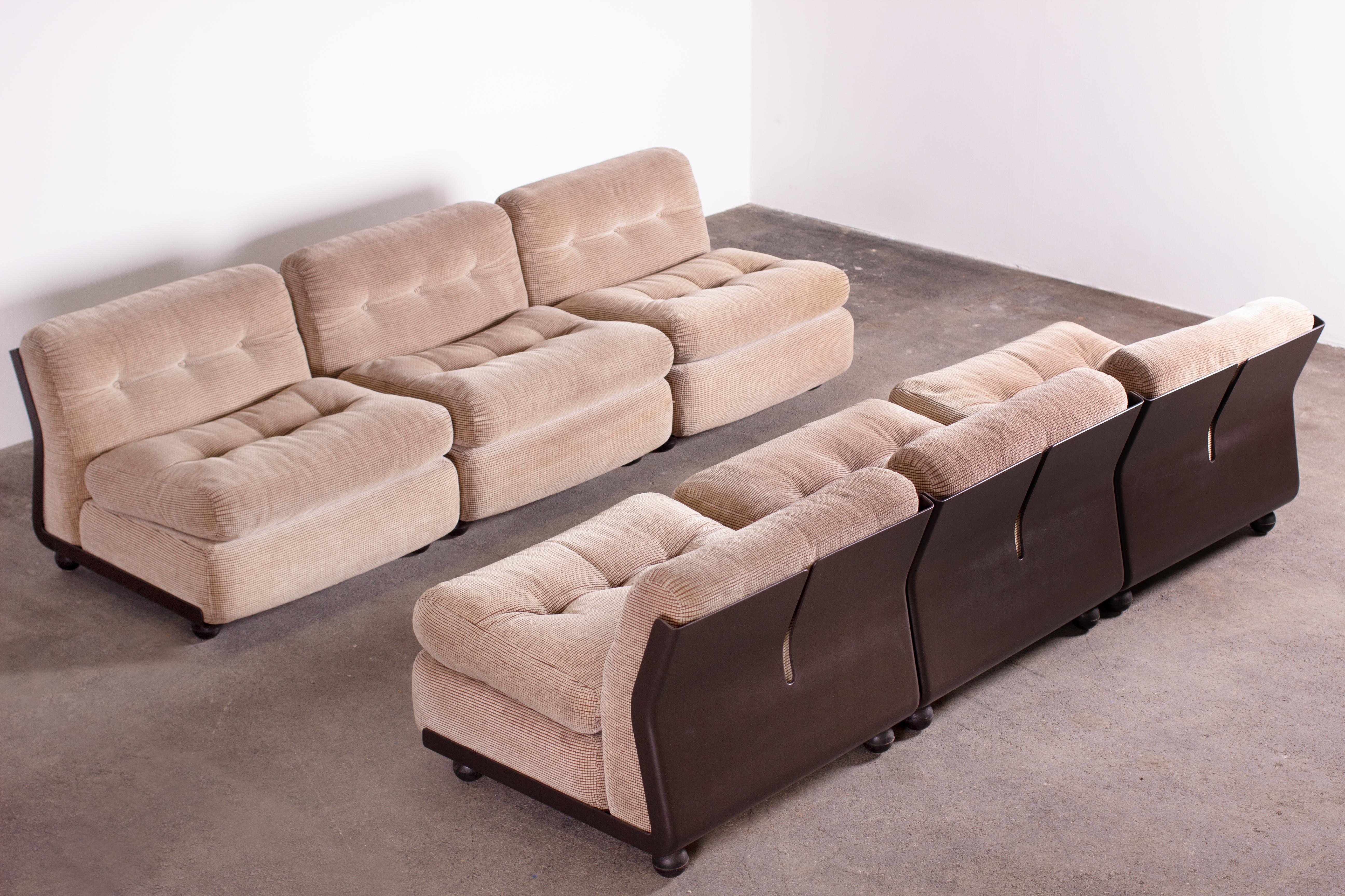 Mid-Century Modern 6 Amanta Lounges by Mario Bellini for B&B Italia in Original Upholstery