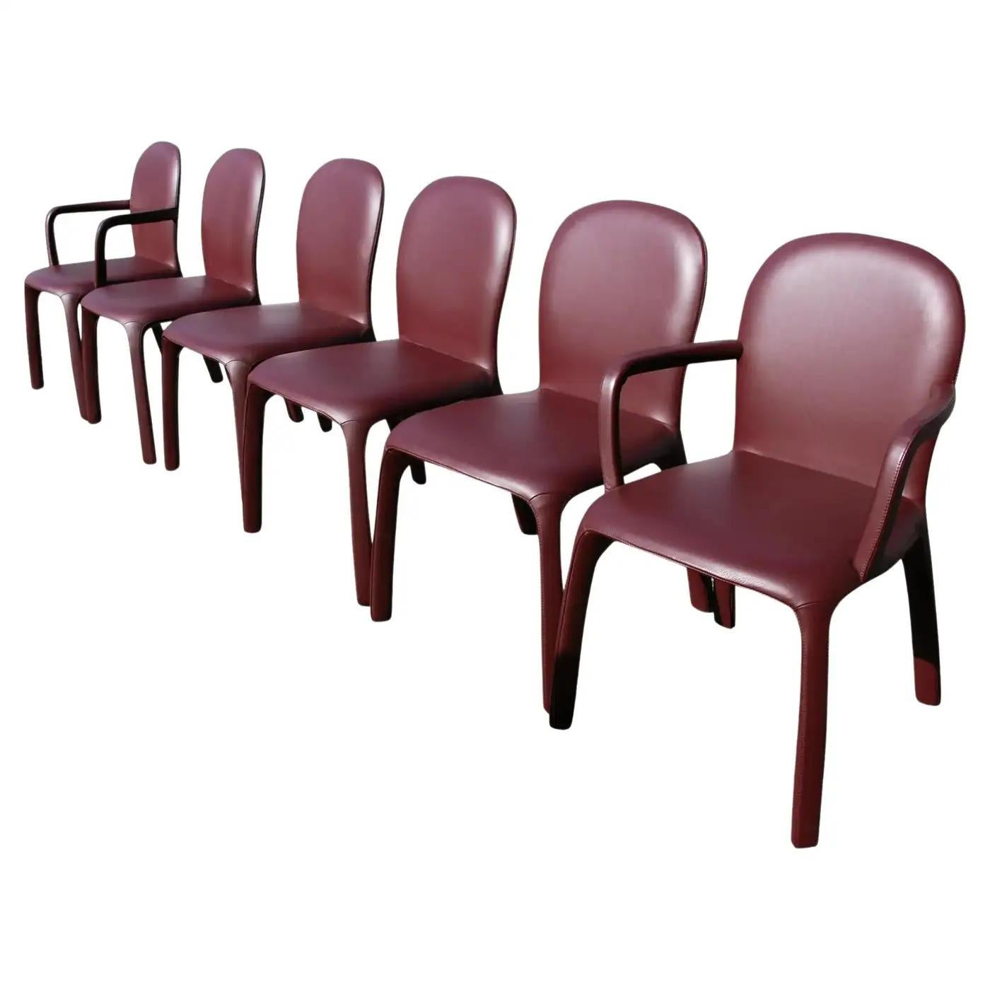 Leather 6 “Amelie” Dining Chairs by Claudio Bellini for Poltrona Frau For Sale