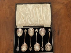 6 American Art Deco Silverplate Tea Spoons in Bix