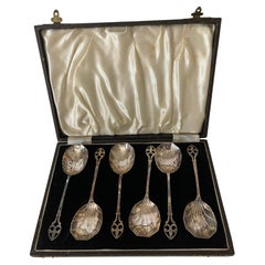 6 American Art Deco Silverplate Tea Spoons in Bix