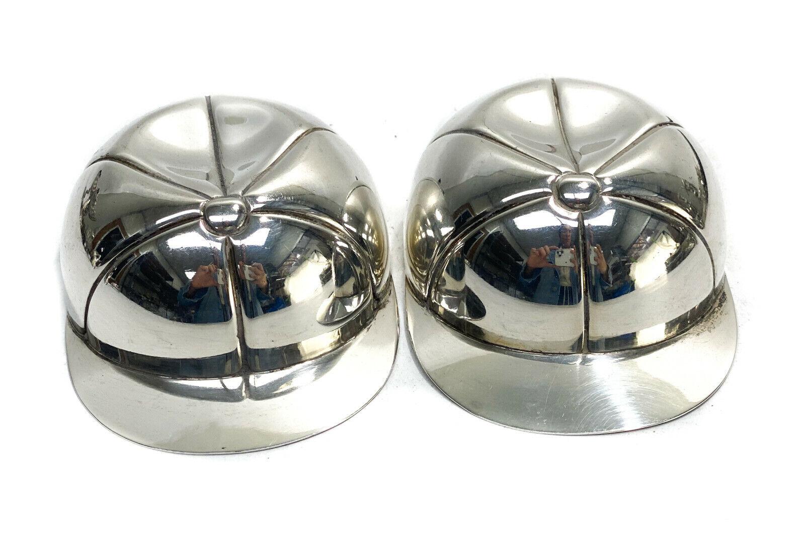 6 American Sterling Silver Caldwell Novelty Baseball Cap Salt Cellars Nut Bowls

Uniquely modeled after baseball caps and monogrammed 