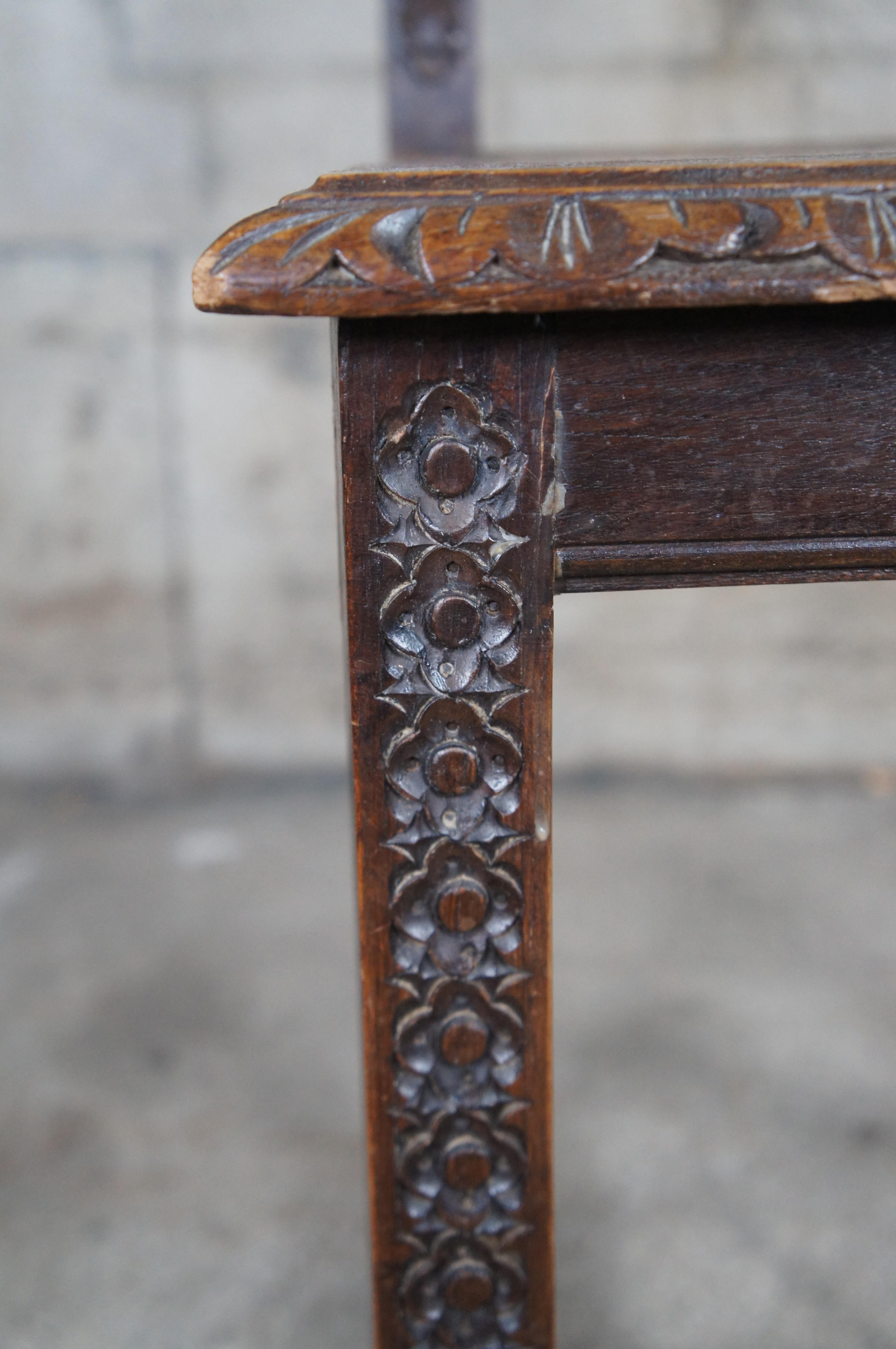 6 Antique 19th C. French Breton Brittany Figural Carved Chestnut Dining Chairs For Sale 3