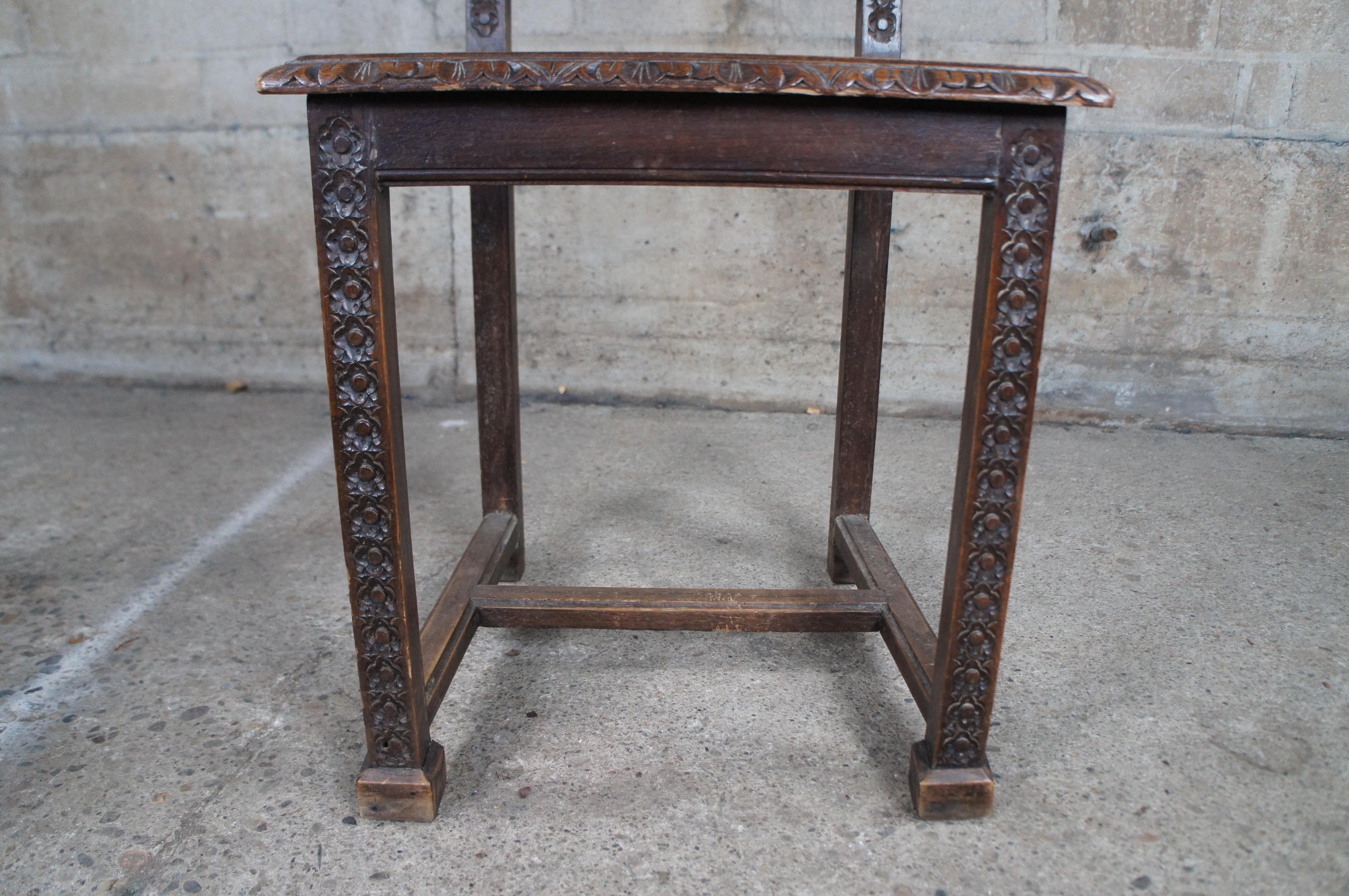 6 Antique 19th C. French Breton Brittany Figural Carved Chestnut Dining Chairs For Sale 4