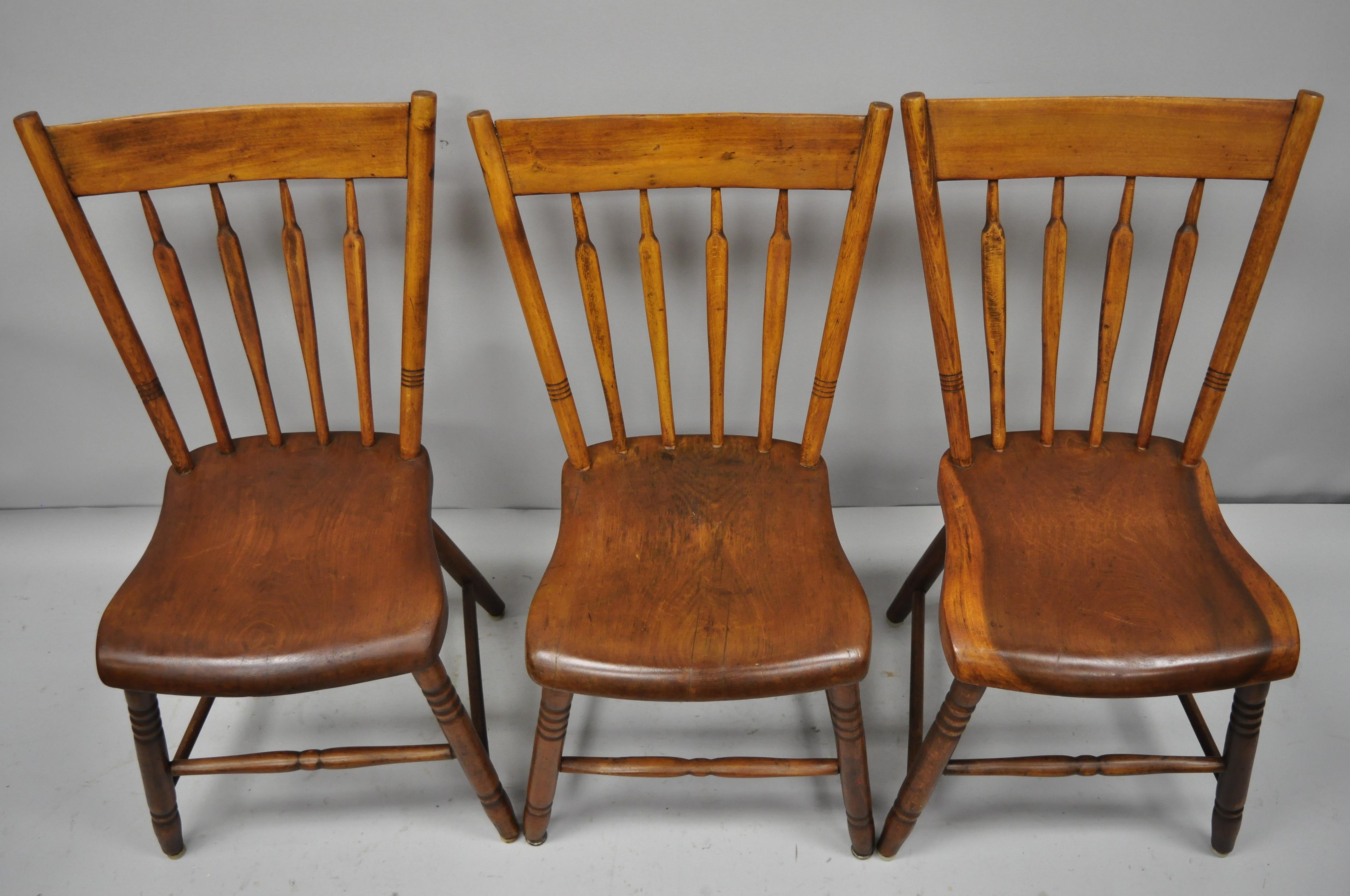6 Antique American Colonial Farmhouse Windsor Country Dining Chairs Restored 1