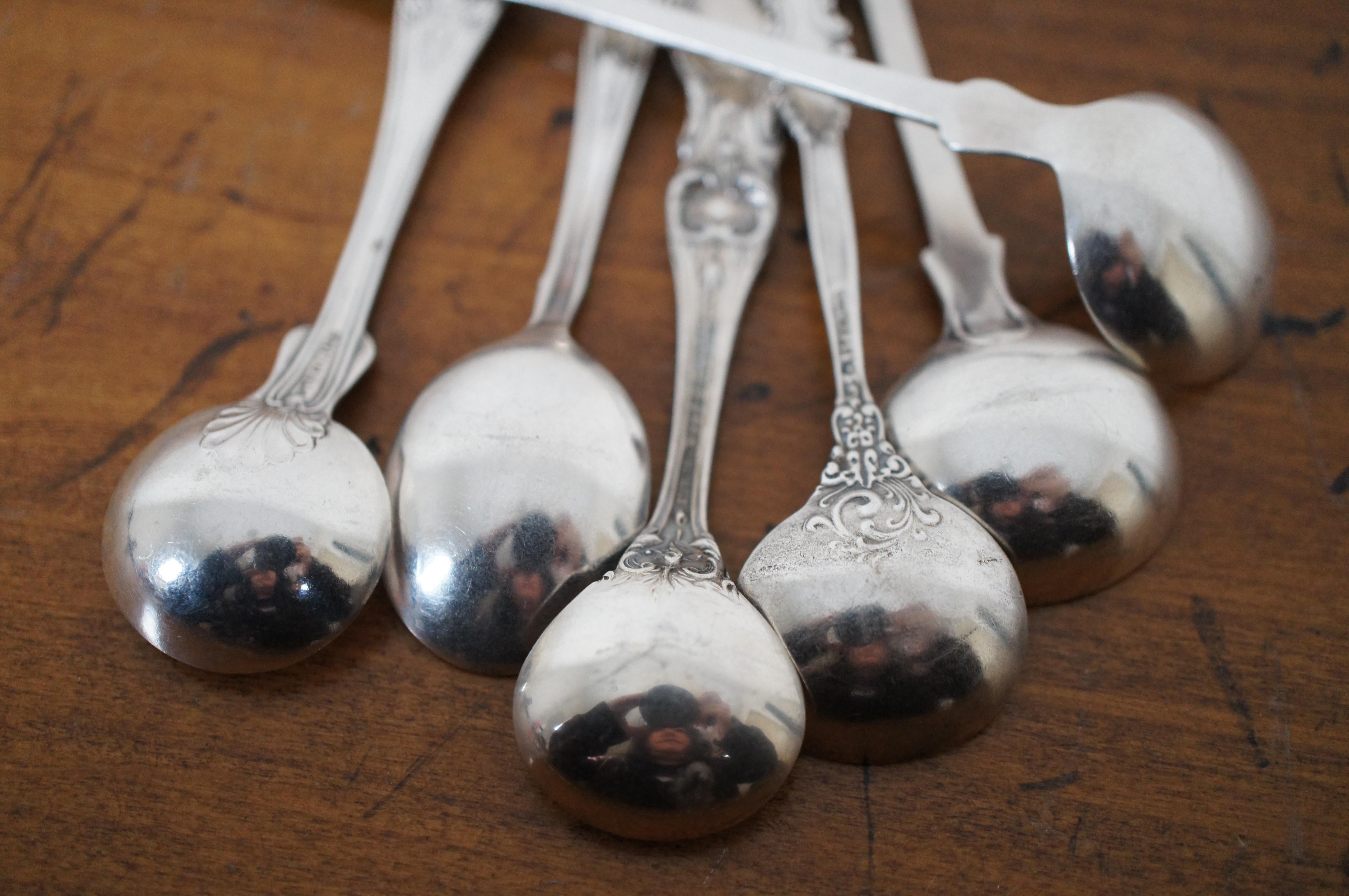 6 Antique Assorted Sterling Silver Tea Coffee Spoons 67g 3
