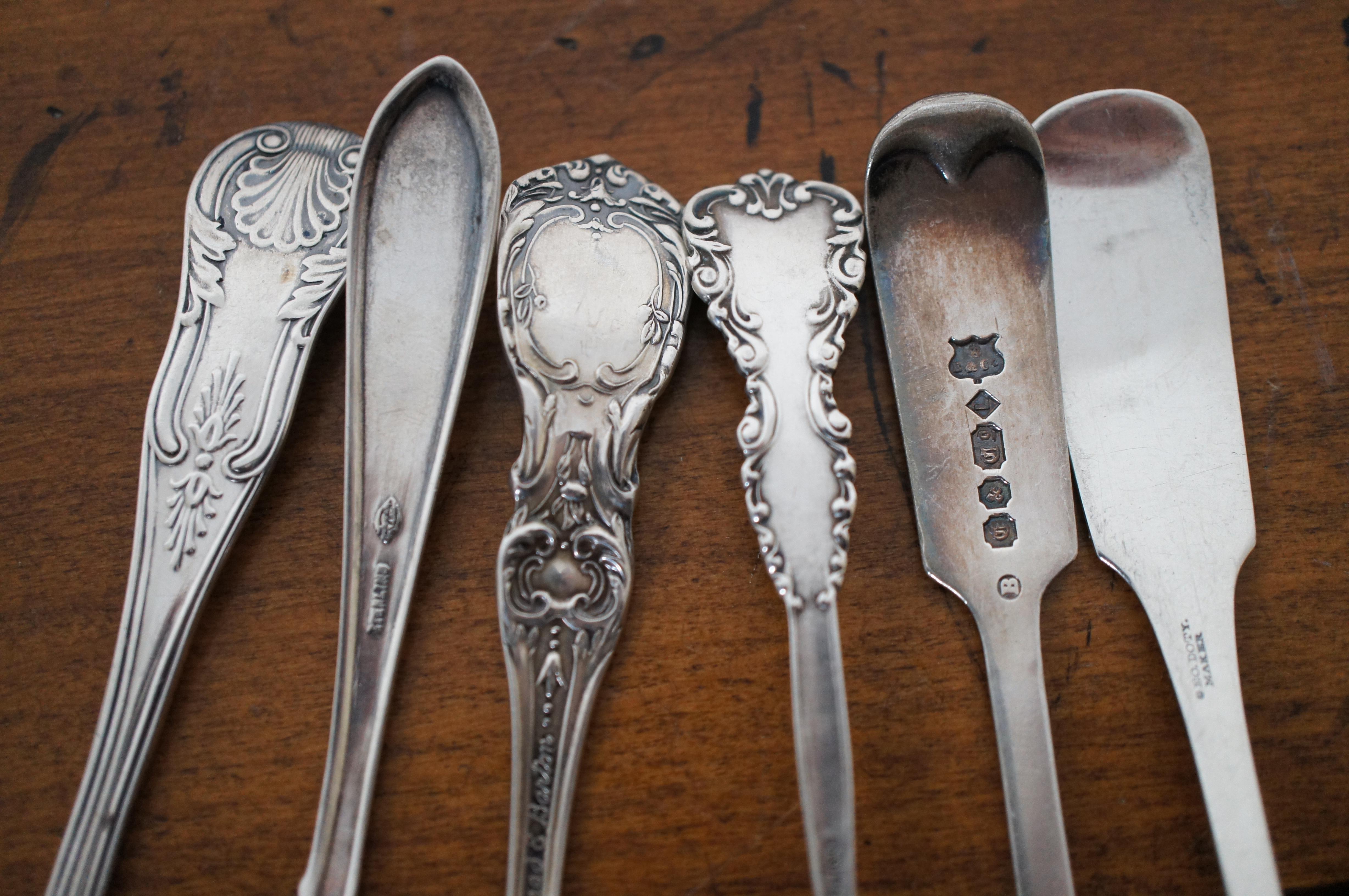 6 Antique Assorted Sterling Silver Tea Coffee Spoons 67g 4