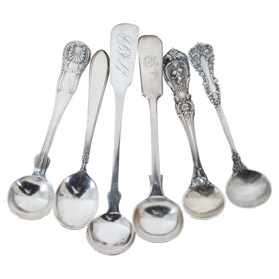 4 Antique Baroque Reticulated Sterling Silver 925 Souvenir Tea Spoons ...