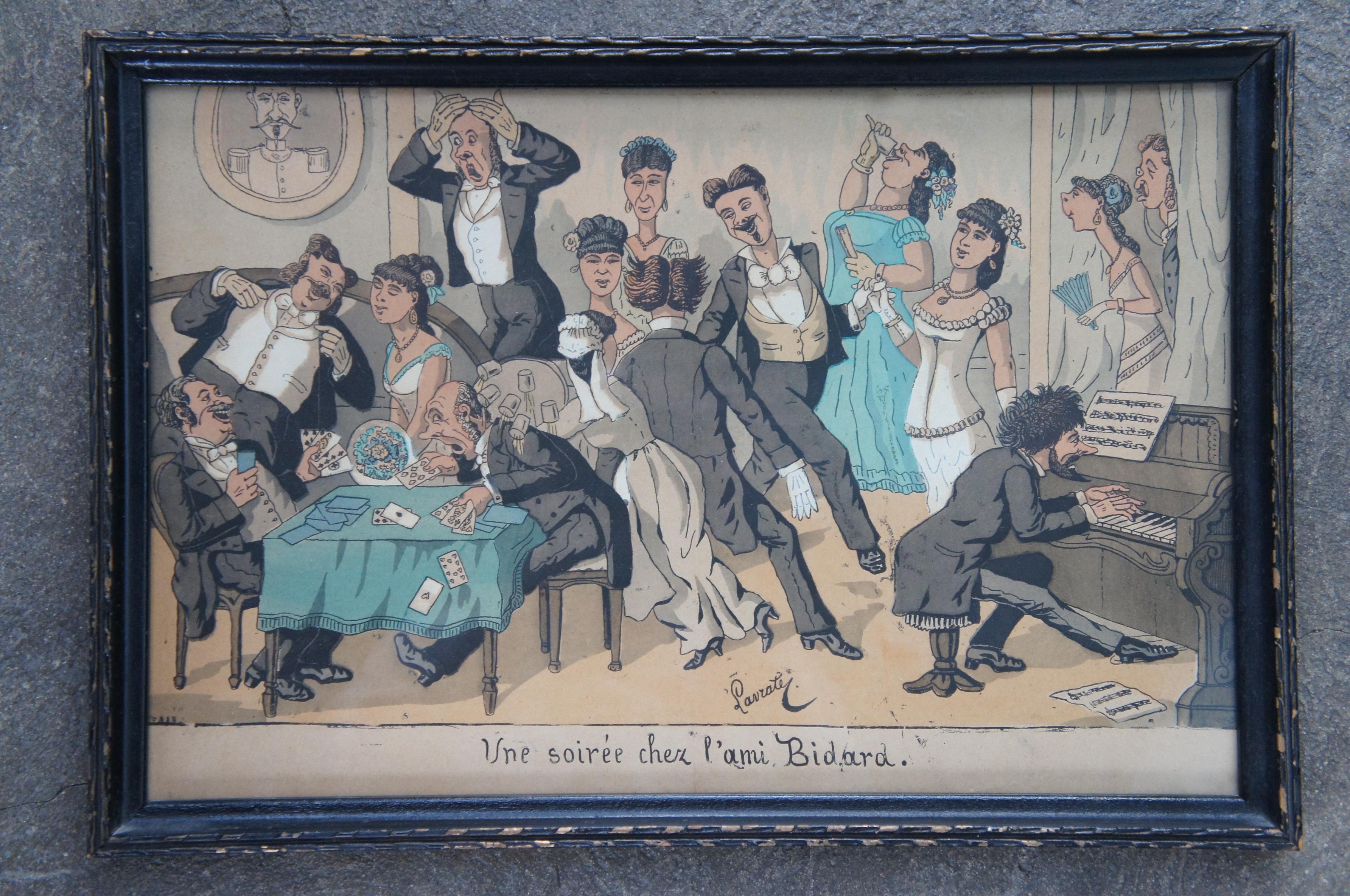 6 Antique Bernhardt Wall & Edmond Lavrate Illustrated Humor Lithographs Framed 2