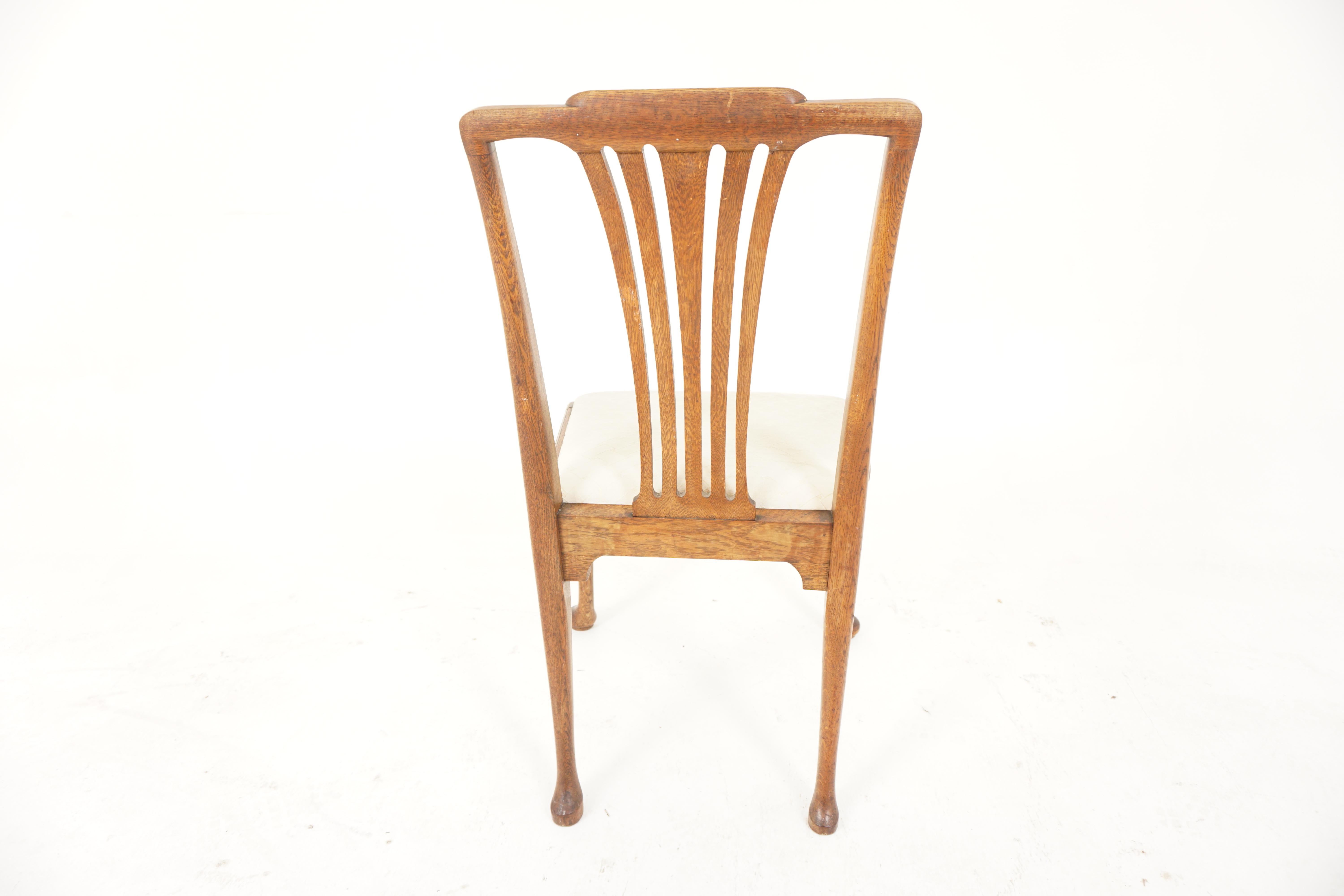 6 Antique Carved Oak Queen Anne Style Dining Chairs, Scotland 1920, B2899 3