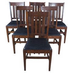 6 sedie da pranzo antiche Charlotte Chair Co Mission Arts & Crafts Quartersawn Oak
