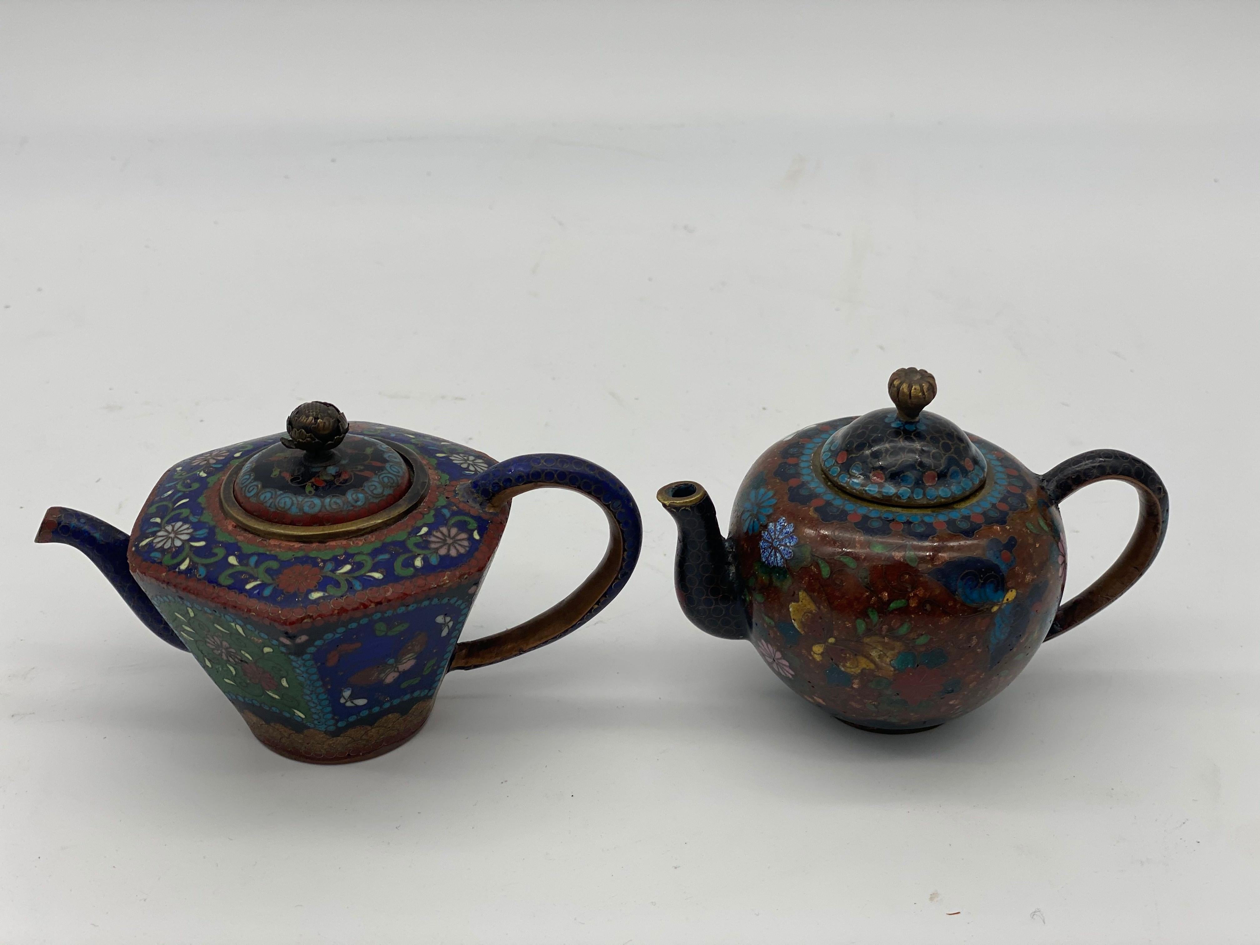 6 théières chinoises anciennes en cloisonné en vente 3