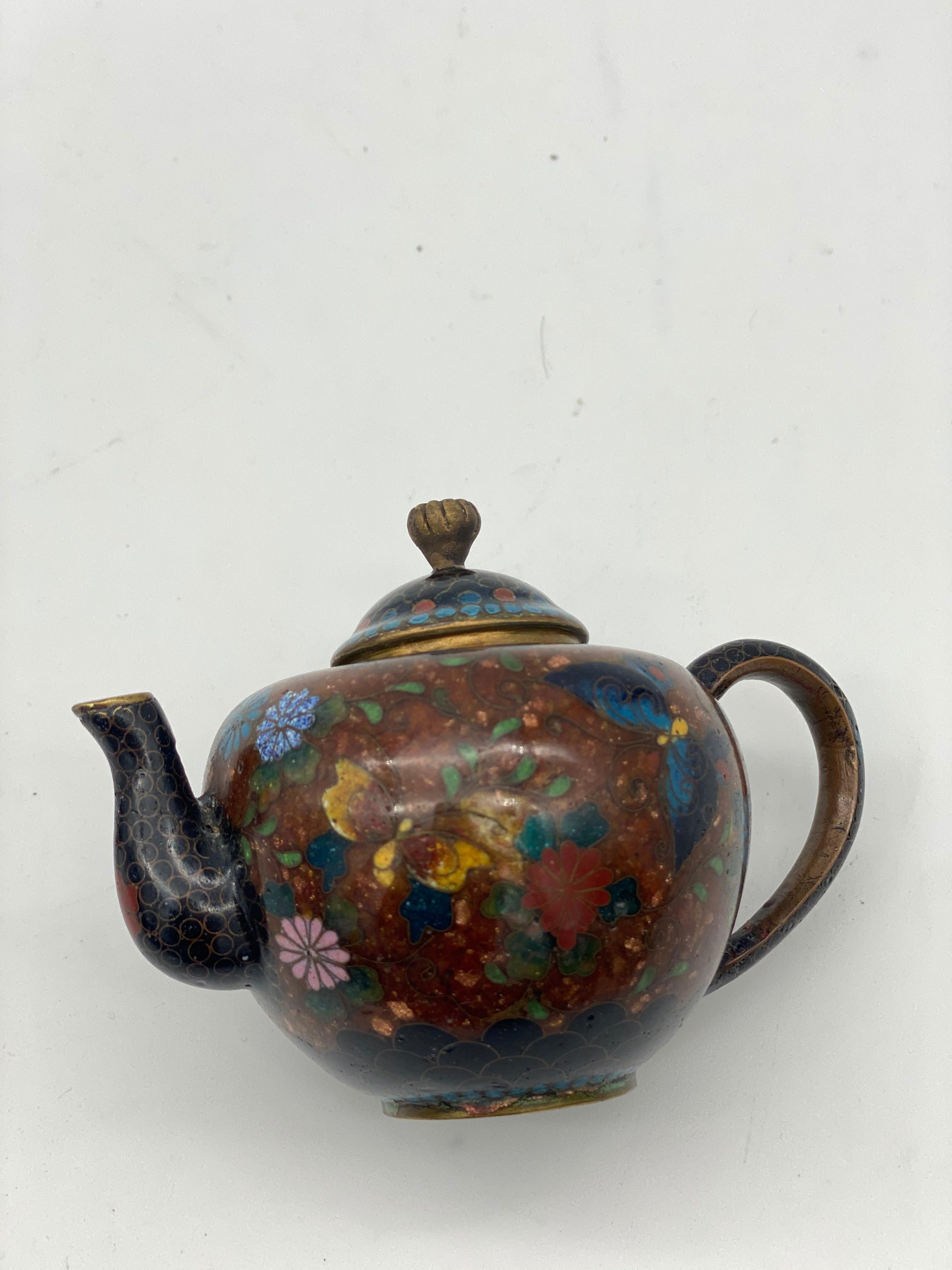 6 Antique Chinese Cloisonne Teapots For Sale 2