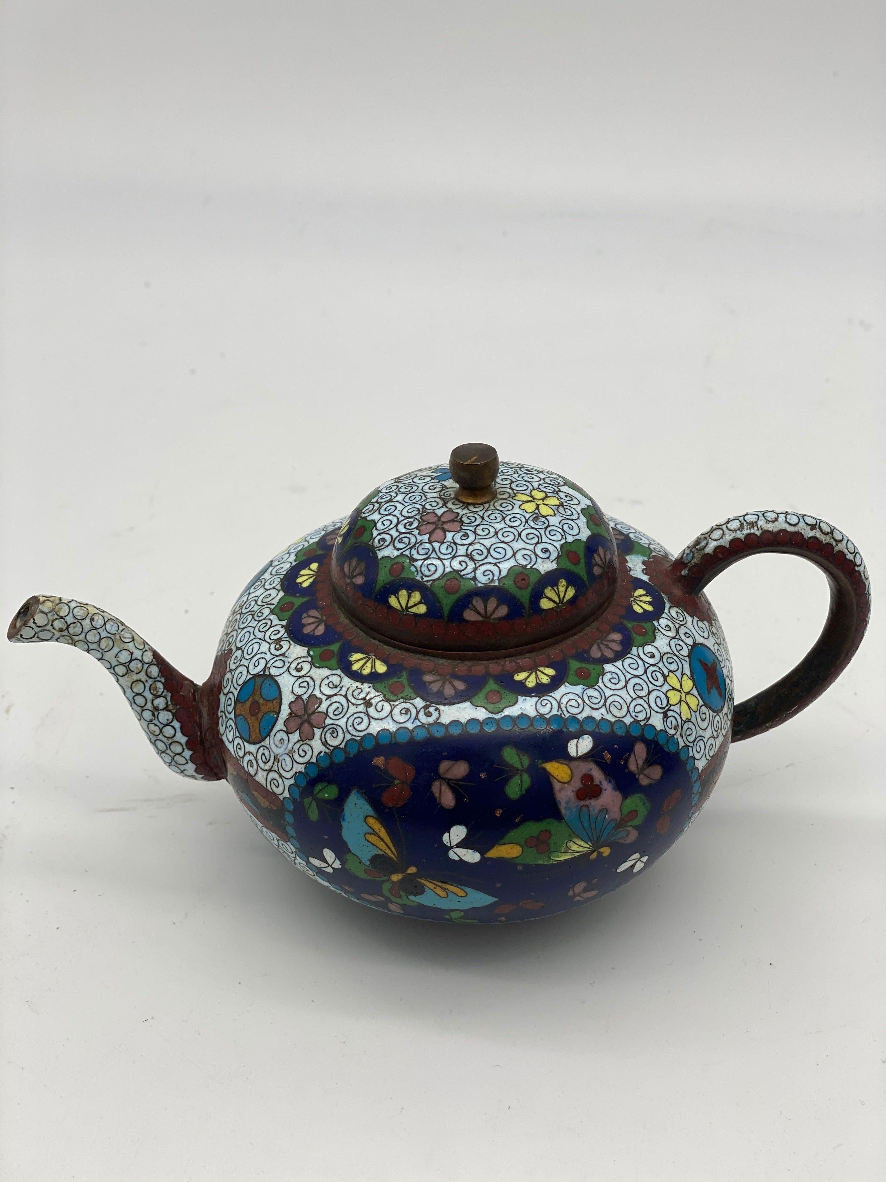 6 Antique Chinese Cloisonne Teapots For Sale 5