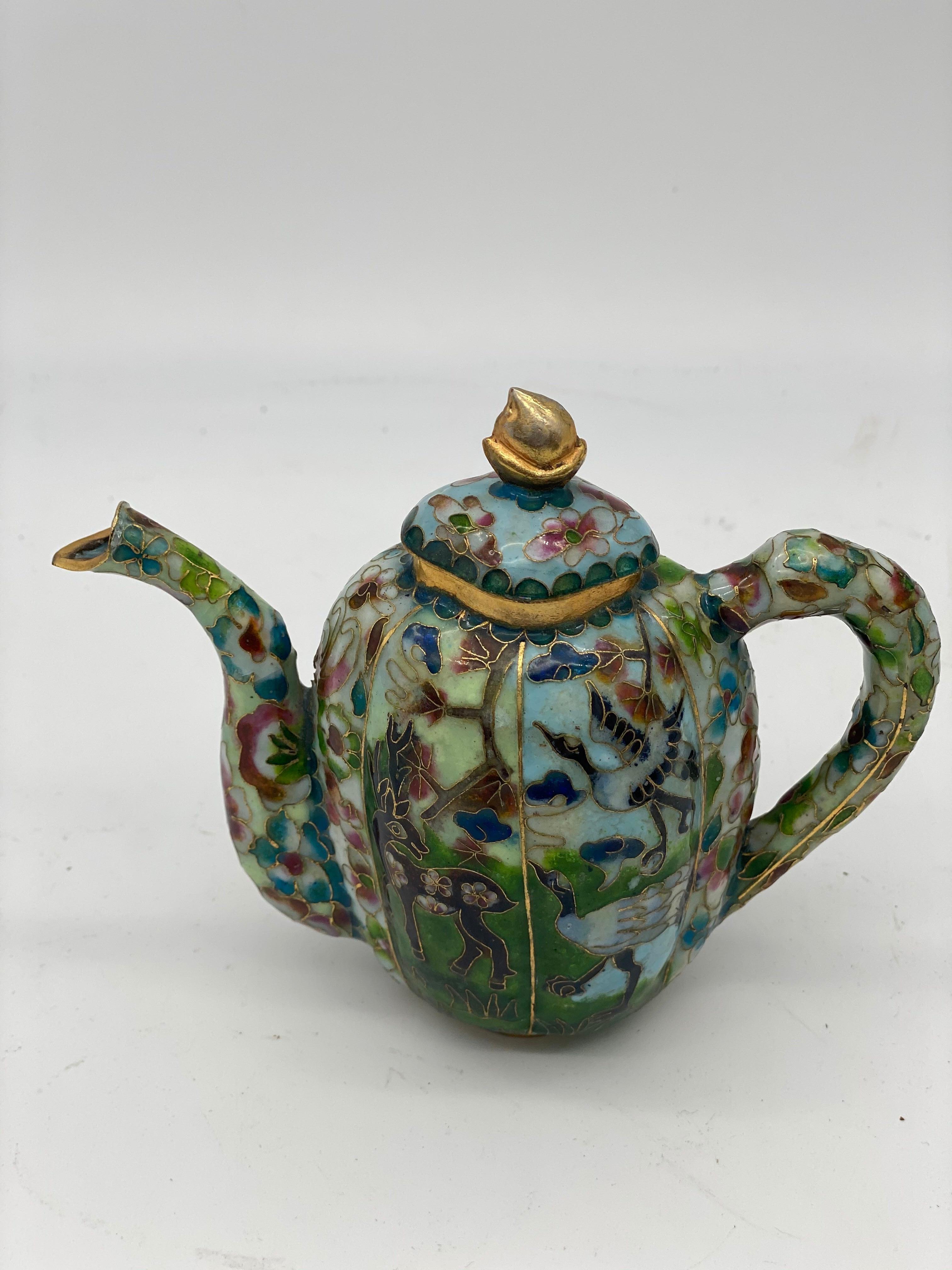 6 Antique Chinese Cloisonne Teapots For Sale 7