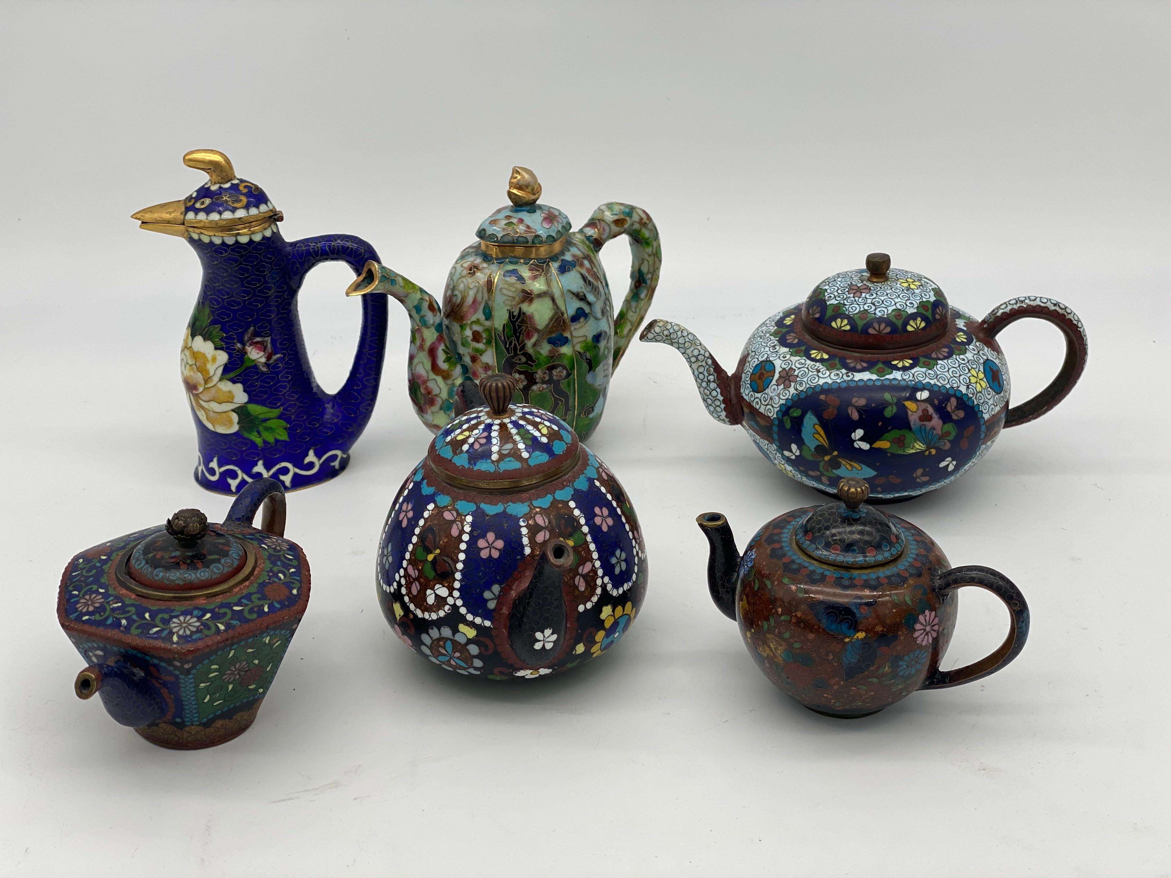 Details about   Chinese Antique Cloisonne hand-built crane teapot flagon Xuande Year 