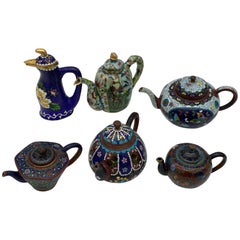 6 Vintage Chinese Cloisonne Teapots