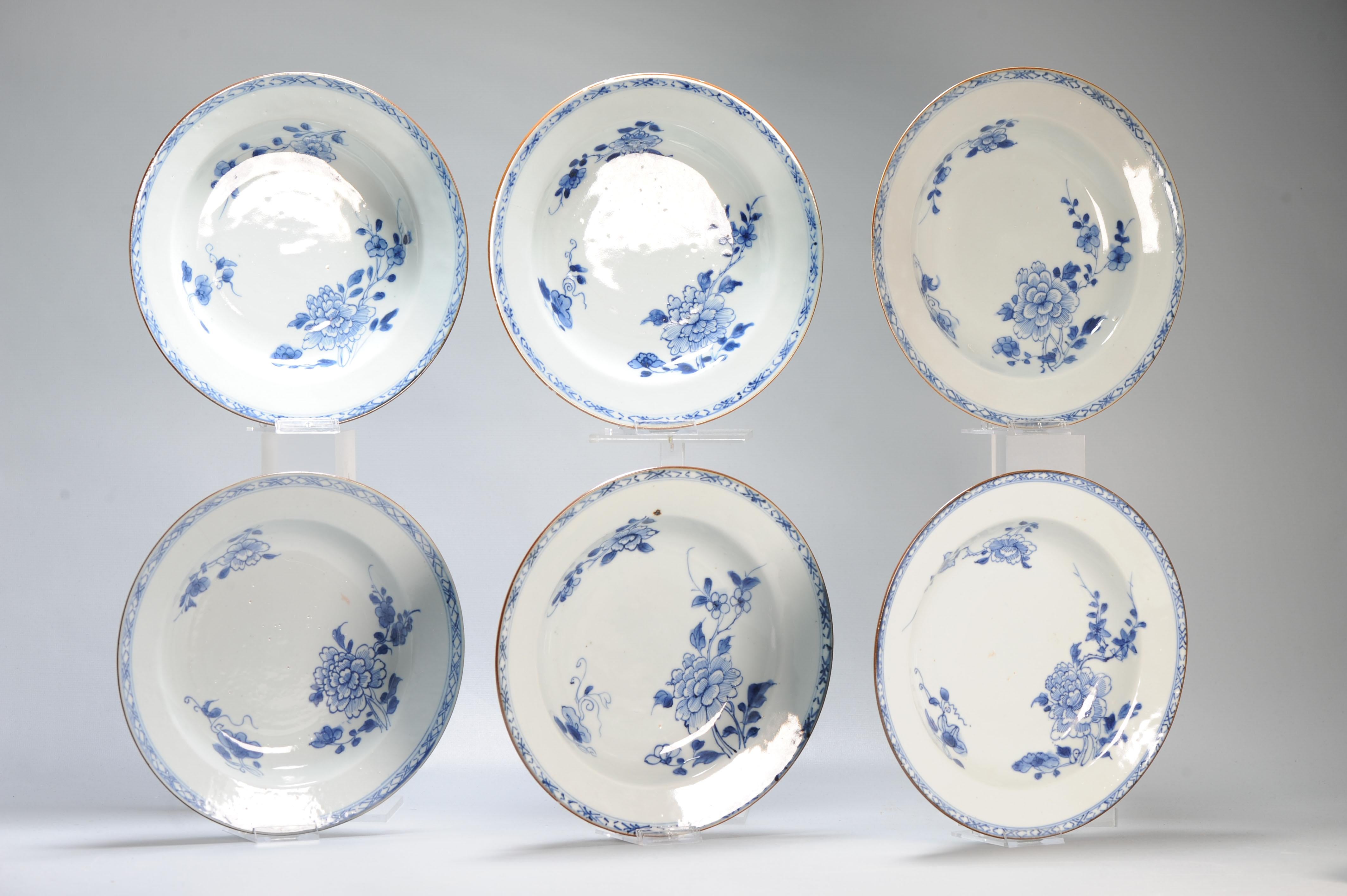 #6 Antiguos Platos de Porcelana China 18C Kangxi/Yongzheng Juego Azul Blanco en venta 11